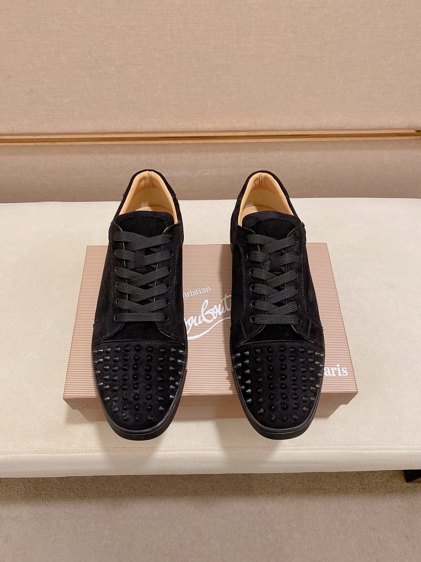 Christian Louboutin Black Suede Spiked Orlato Men's Low-Top Sneakers 7 i1744699424366 6262 0 5