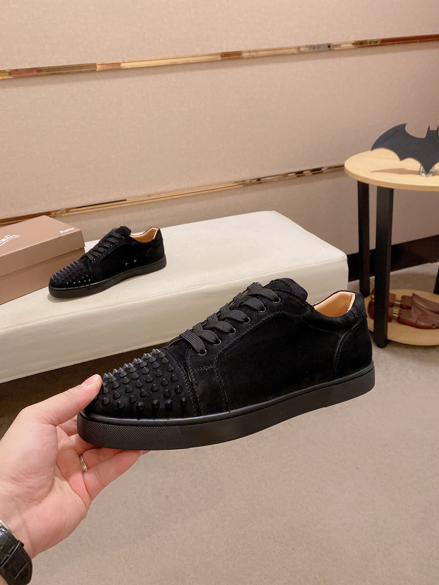 Christian Louboutin Black Suede Spiked Orlato Men's Low-Top Sneakers 4 i1744699424556 1056 0 2