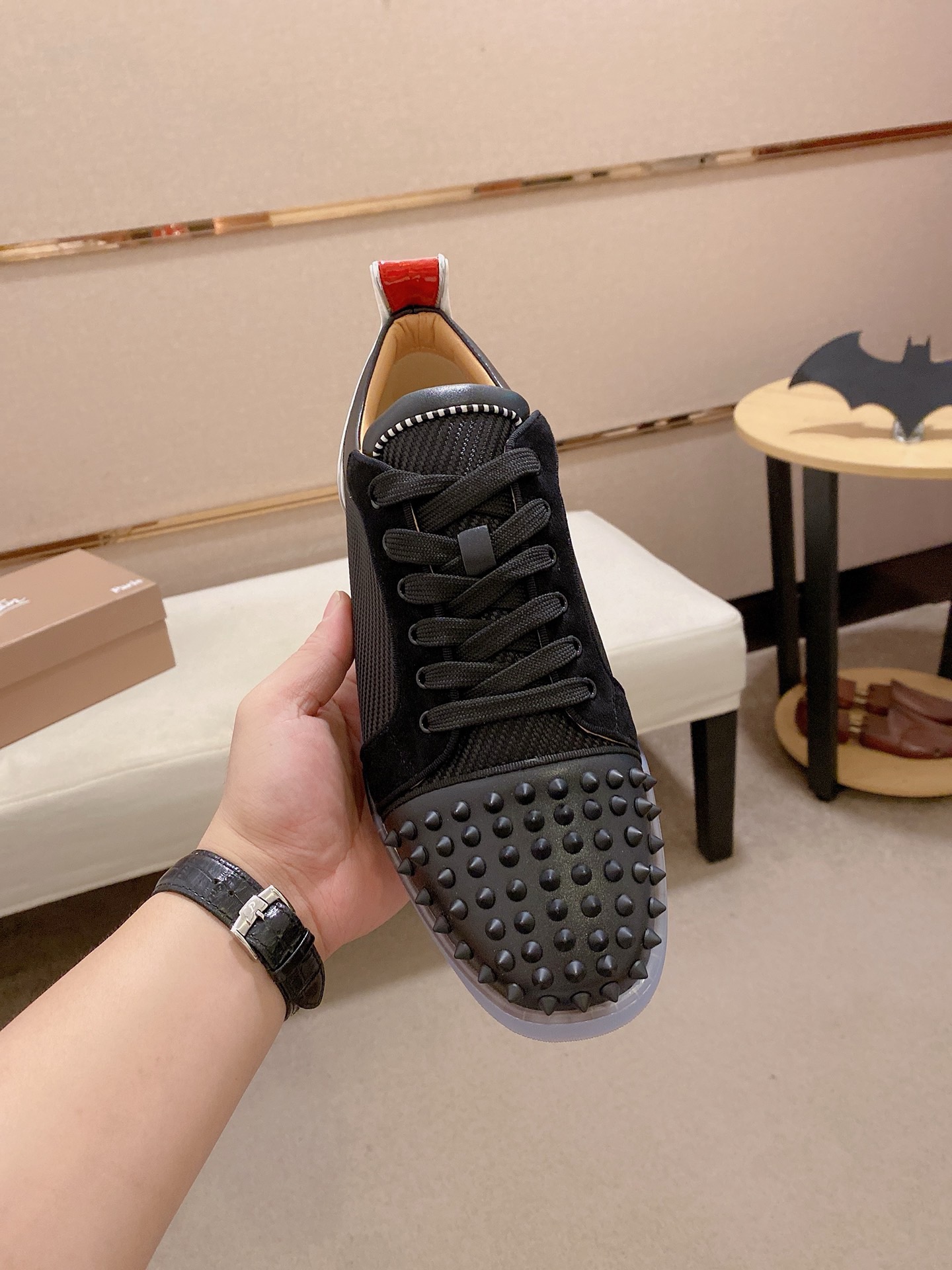 Christian Louboutin Black Leather Tech Fabric Spike Sneakers 3 i1744699623519 794 0 1