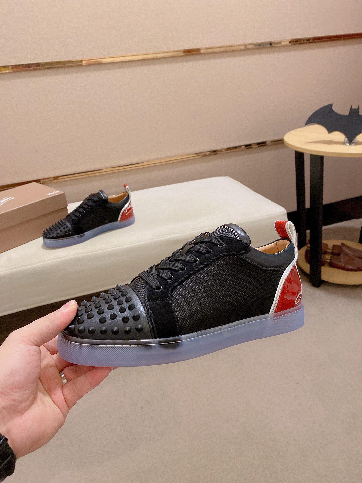 Christian Louboutin Black Leather Tech Fabric Spike Sneakers 4 i1744699623519 828 0 2