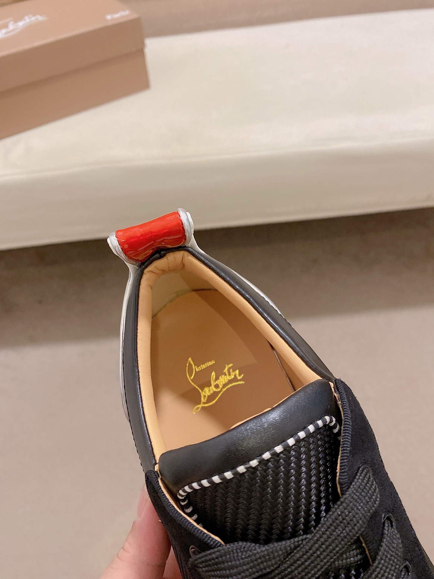 Christian Louboutin Black Leather Tech Fabric Spike Sneakers 7 i1744699623519 9492 0 5