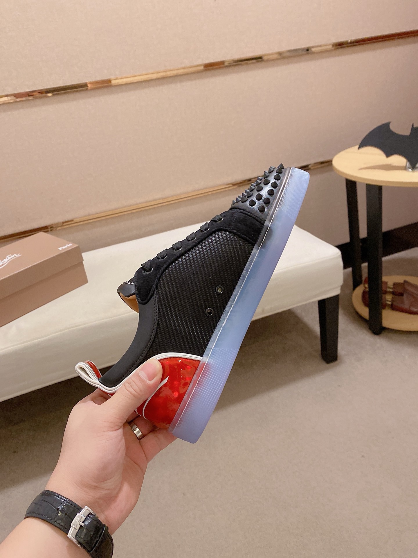 Christian Louboutin Black Leather Tech Fabric Spike Sneakers 6 i1744699624471 8295 0 4