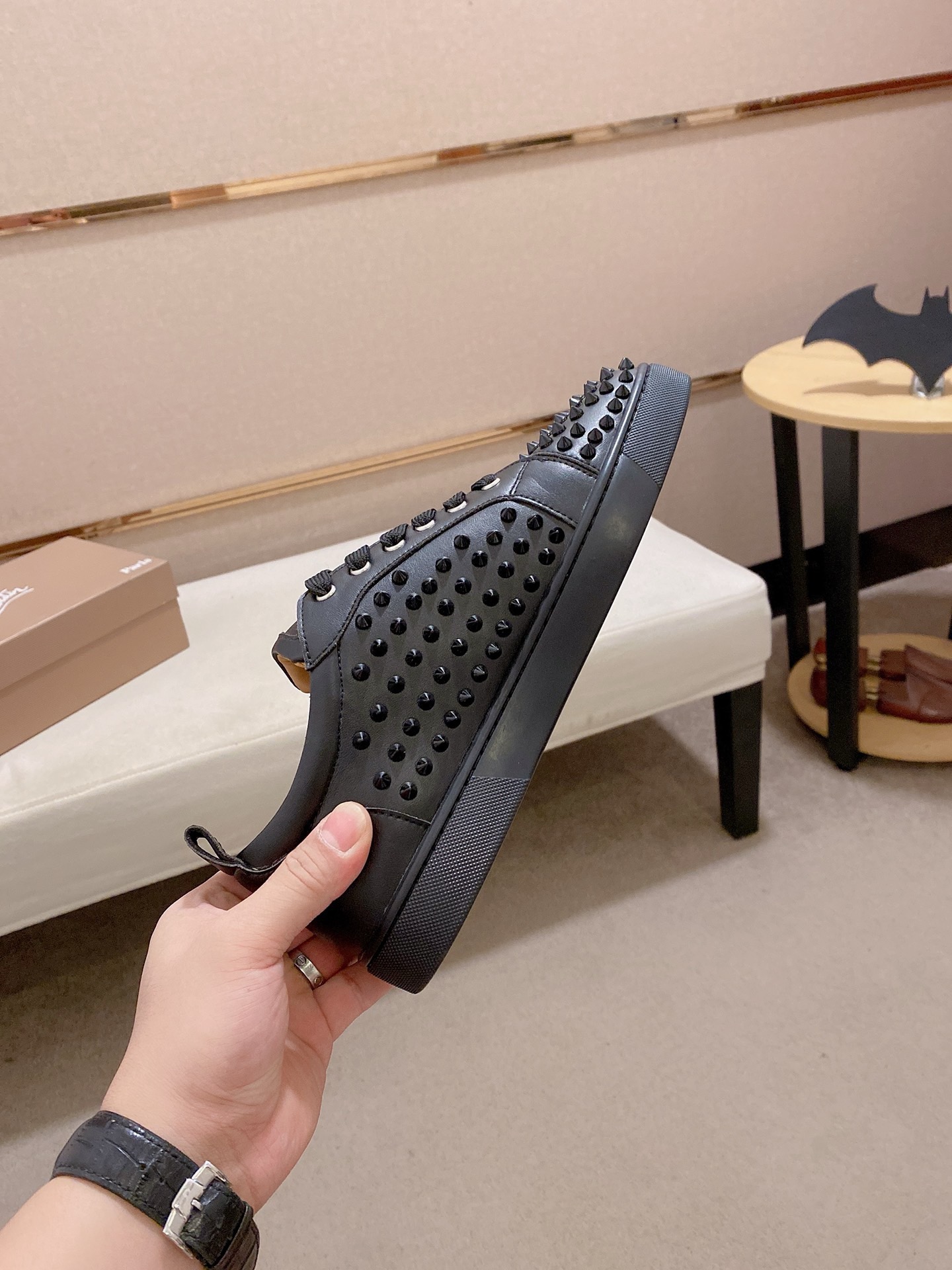 Christian Louboutin Men's Black Leather Spike-Embellished Low-Top Sneakers 6 i1744699709249 7216 0 4
