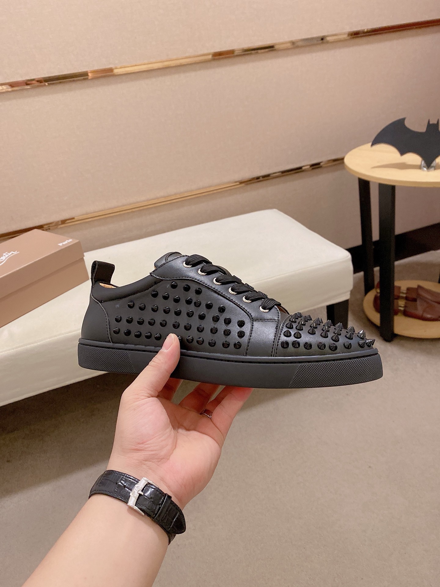 Christian Louboutin Men's Black Leather Spike-Embellished Low-Top Sneakers 5 i1744699709250 2872 0 3