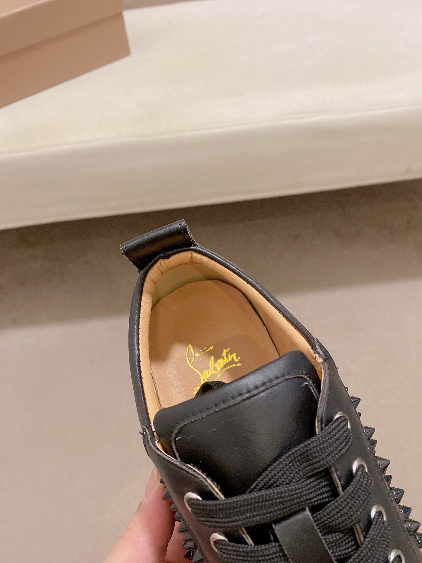 Christian Louboutin Men's Black Leather Spike-Embellished Low-Top Sneakers 7 i1744699710100 1328 0 5