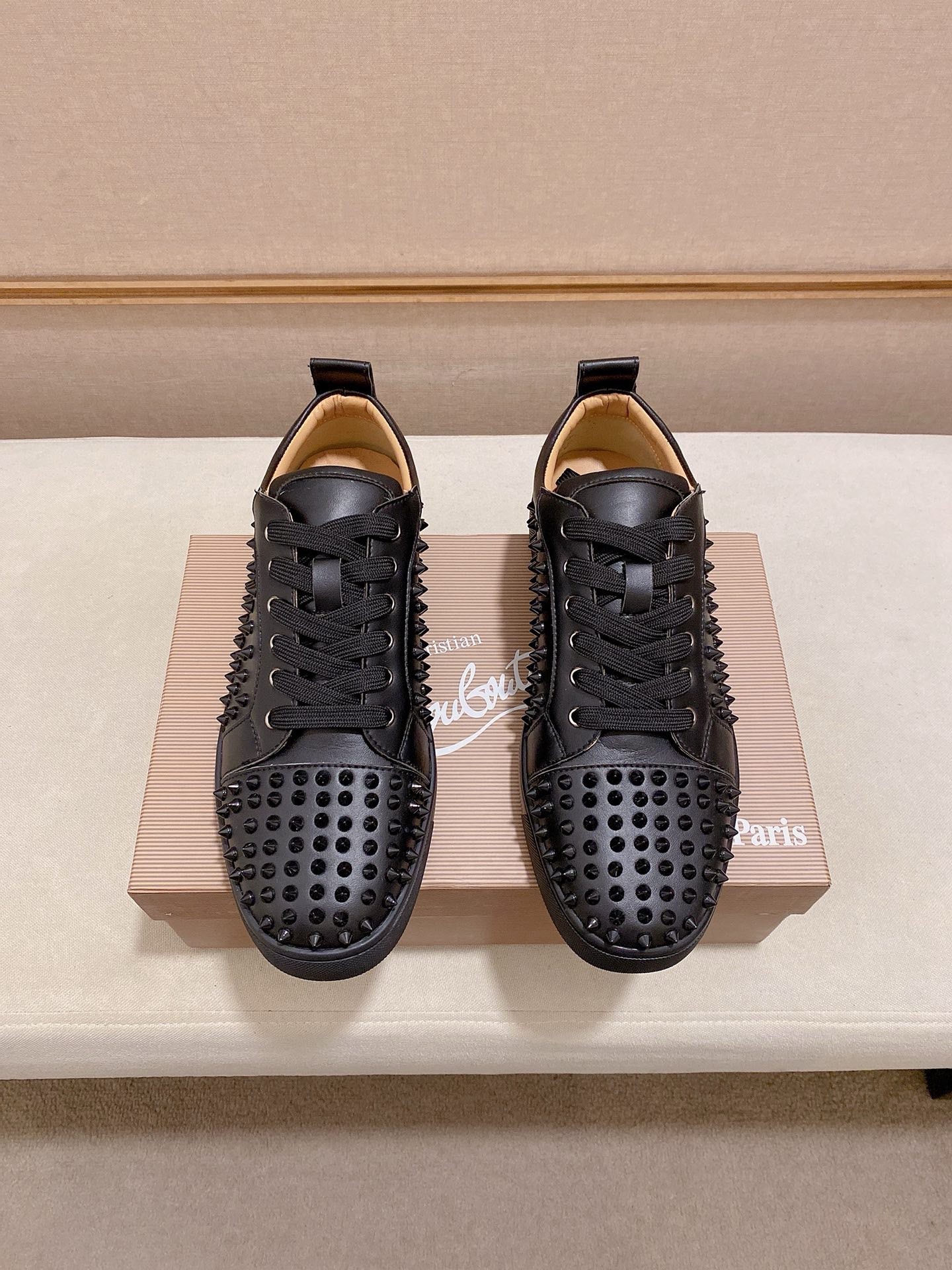 Christian Louboutin Men's Black Leather Spike-Embellished Low-Top Sneakers 8 i1744699710402 994 0 6