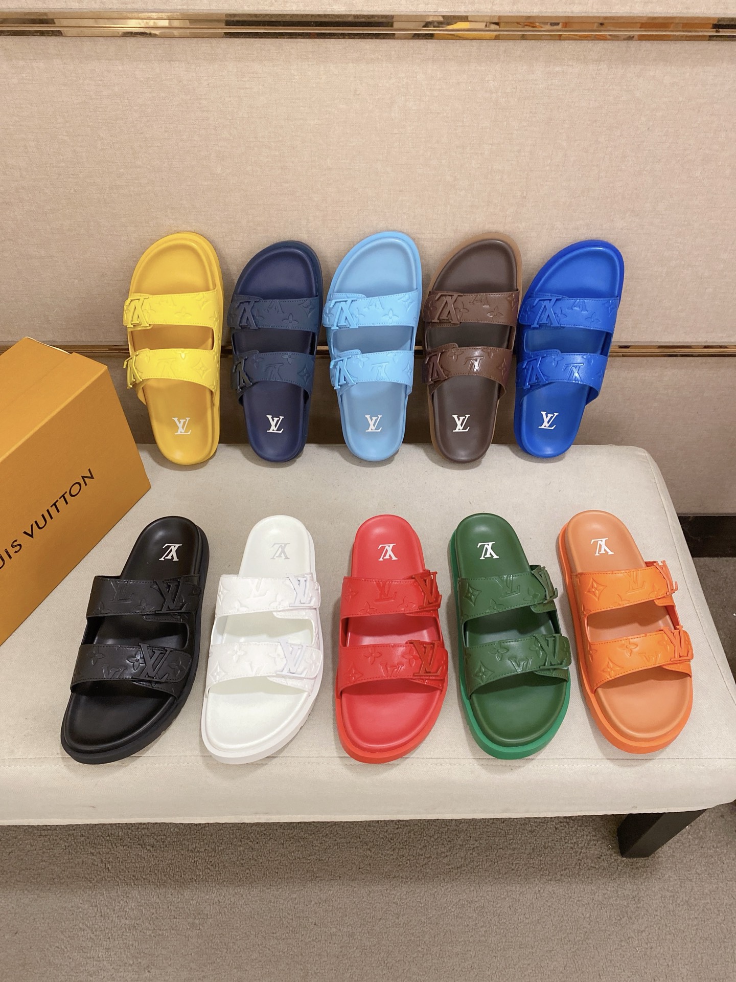 Louis Vuitton Men's Blue Leather Sandals Comfortable Summer Slides 10 i1745050531018 3380 0 9