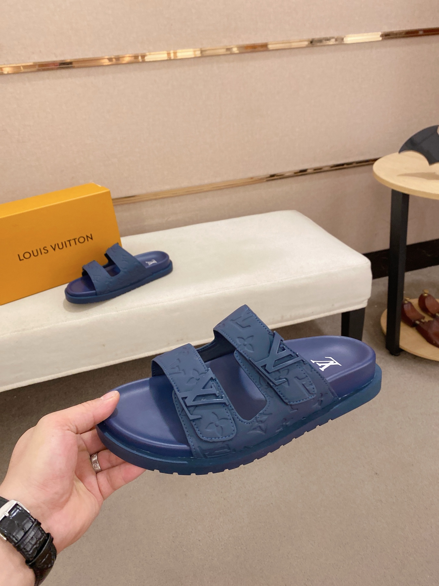 Louis Vuitton Men's Blue Leather Sandals, Sizes 38-44, Summer Style 4 i1745050733785 4352 0 2