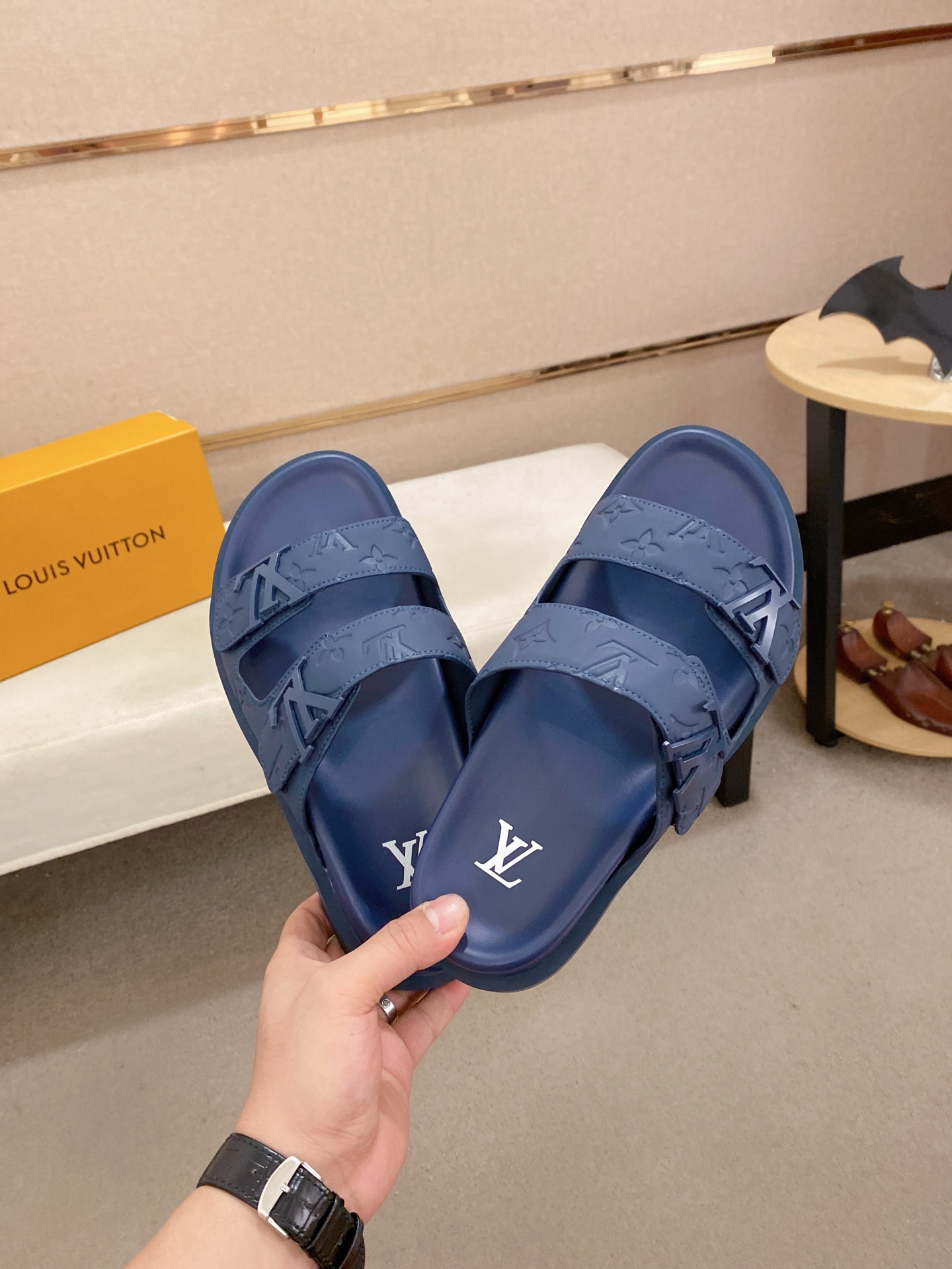 Louis Vuitton Men's Blue Leather Sandals, Sizes 38-44, Summer Style 6 i1745050733807 8237 0 4