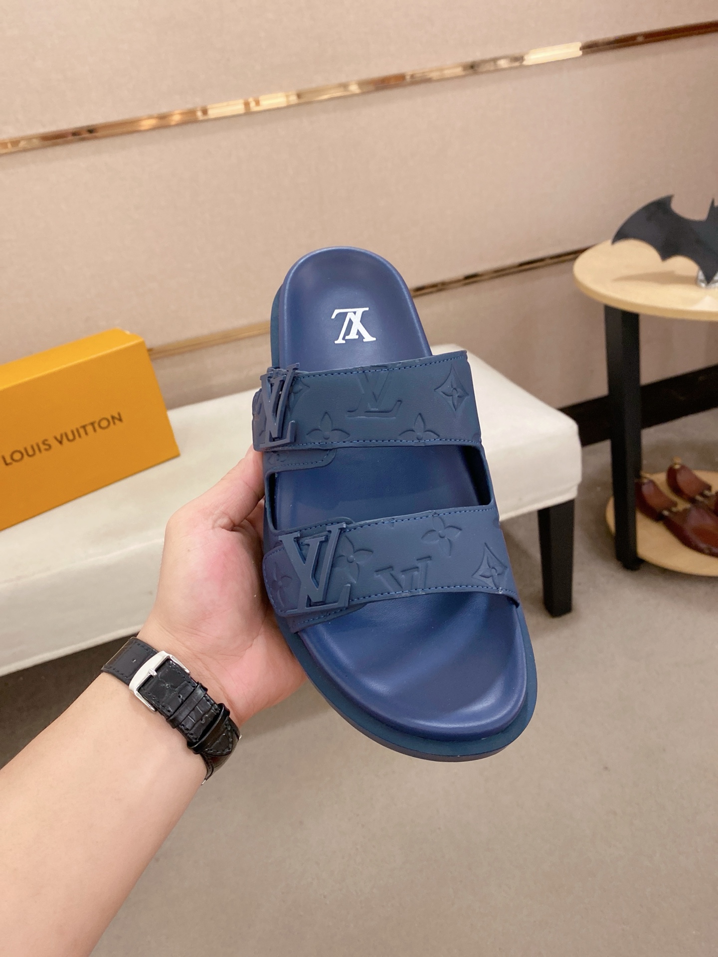 Louis Vuitton Men's Blue Leather Sandals, Sizes 38-44, Summer Style 3 i1745050733875 8769 0 1