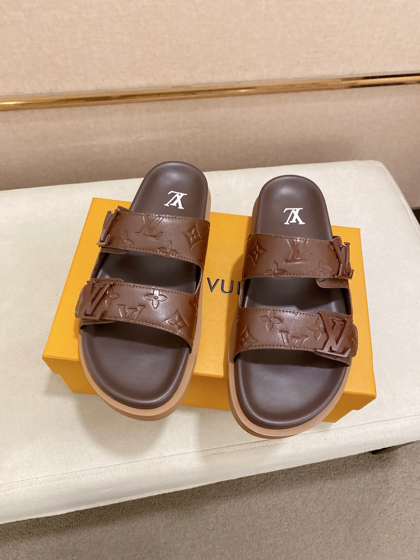 Louis Vuitton Men's Brown Leather Sandals, Designer Slides, Sizes 38-44 7 i1745050797178 7144 0 5