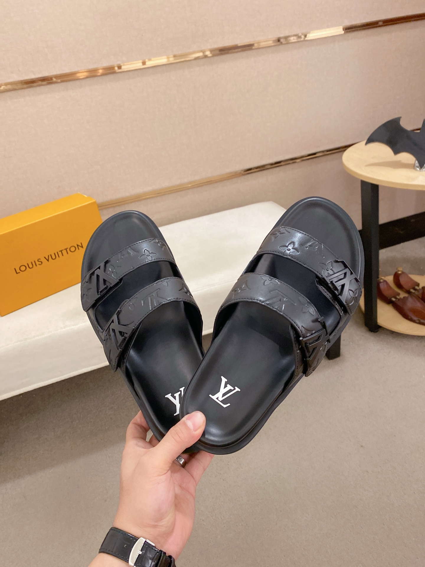 Louis Vuitton Men's Leather Monogram Sandals | Comfortable Summer Slides 6 i1745050819342 8085 0 4