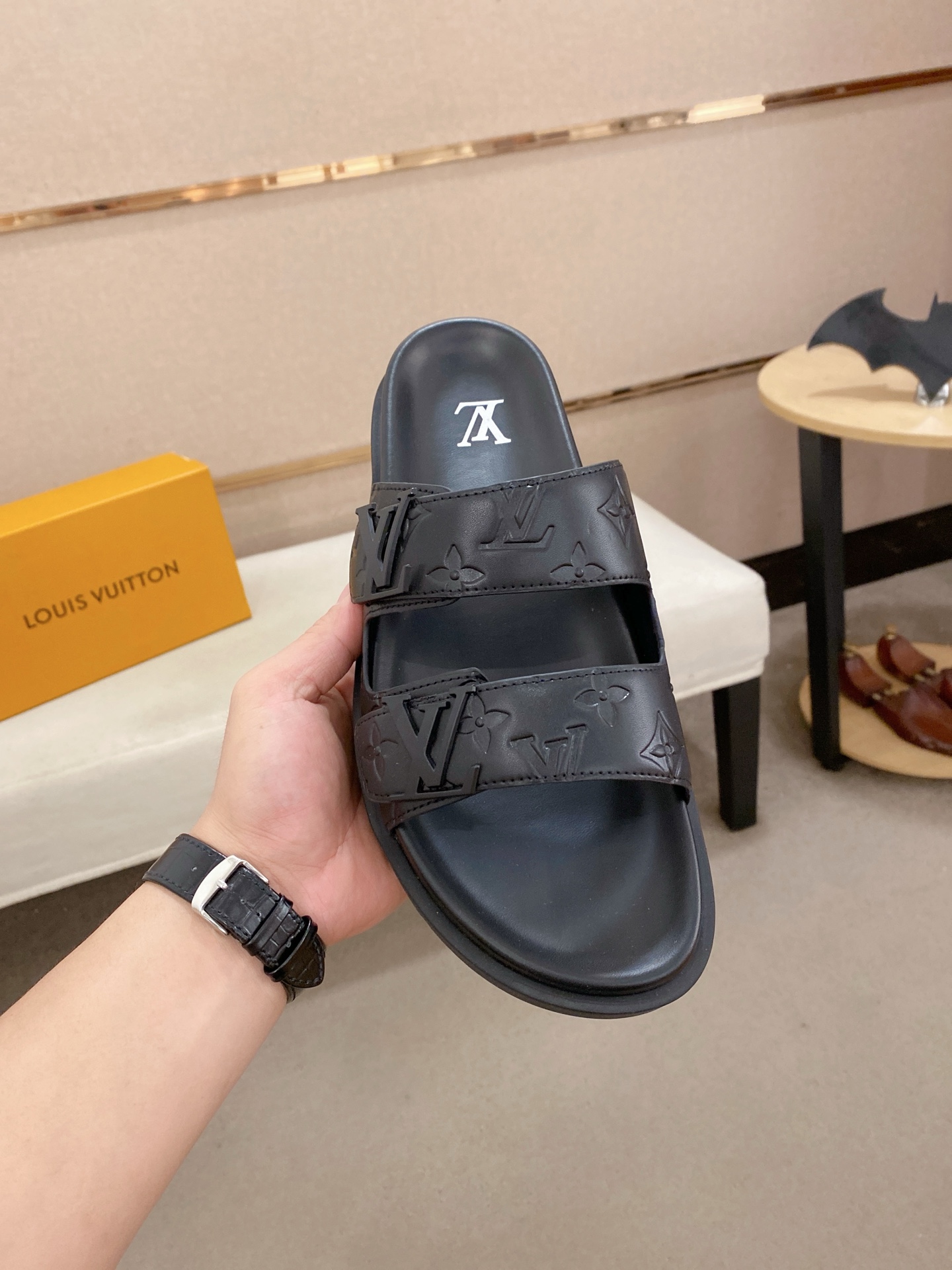 Louis Vuitton Men's Leather Monogram Sandals | Comfortable Summer Slides 3 i1745050819422 2247 0 1