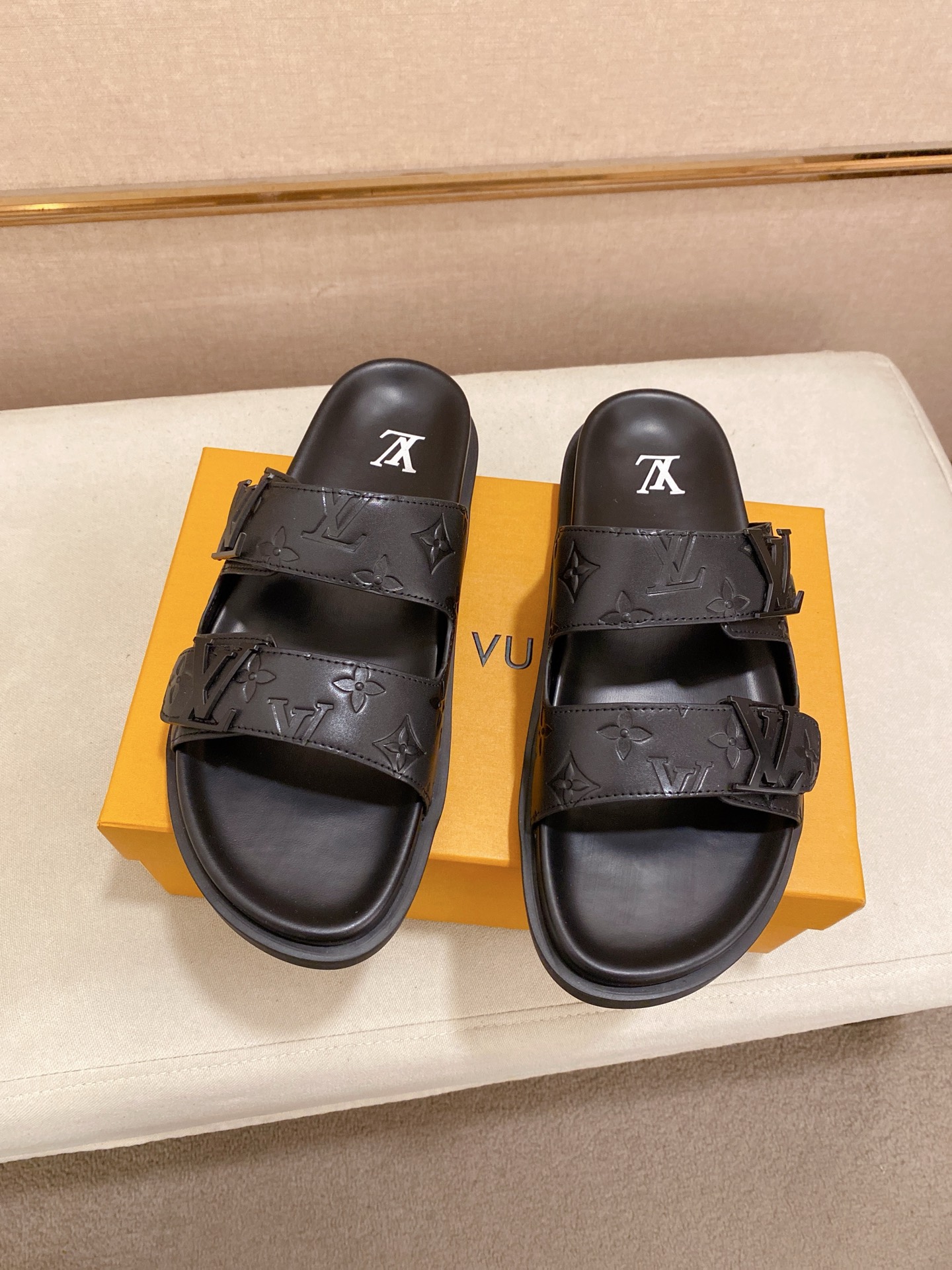 Louis Vuitton Men's Leather Monogram Sandals | Comfortable Summer Slides 7 i1745050819425 7136 0 5