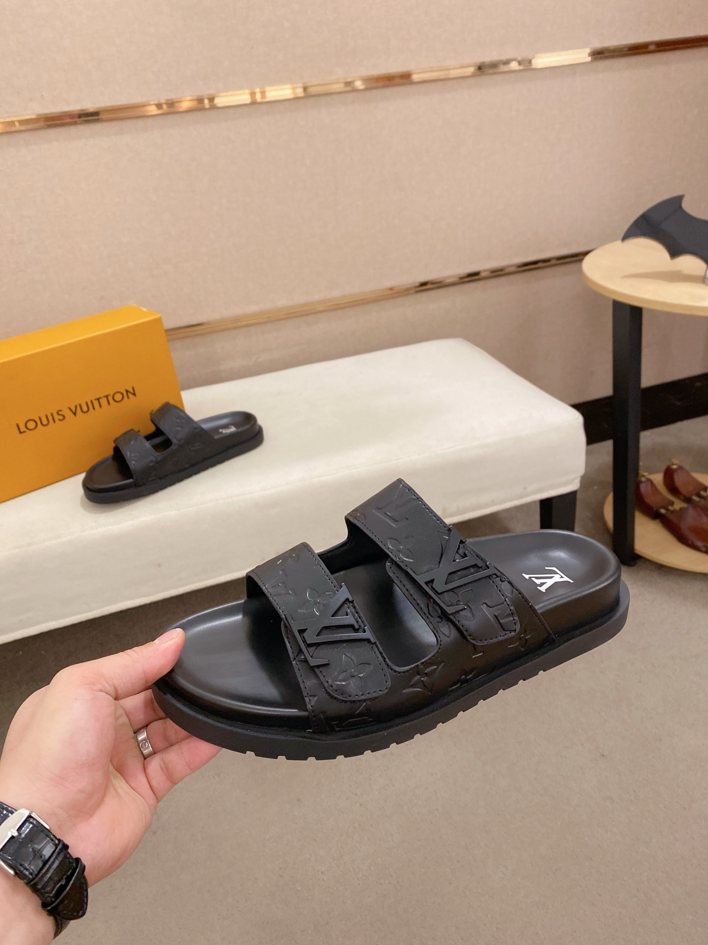 Louis Vuitton Men's Leather Monogram Sandals | Comfortable Summer Slides 4 i1745050820108 3594 0 2