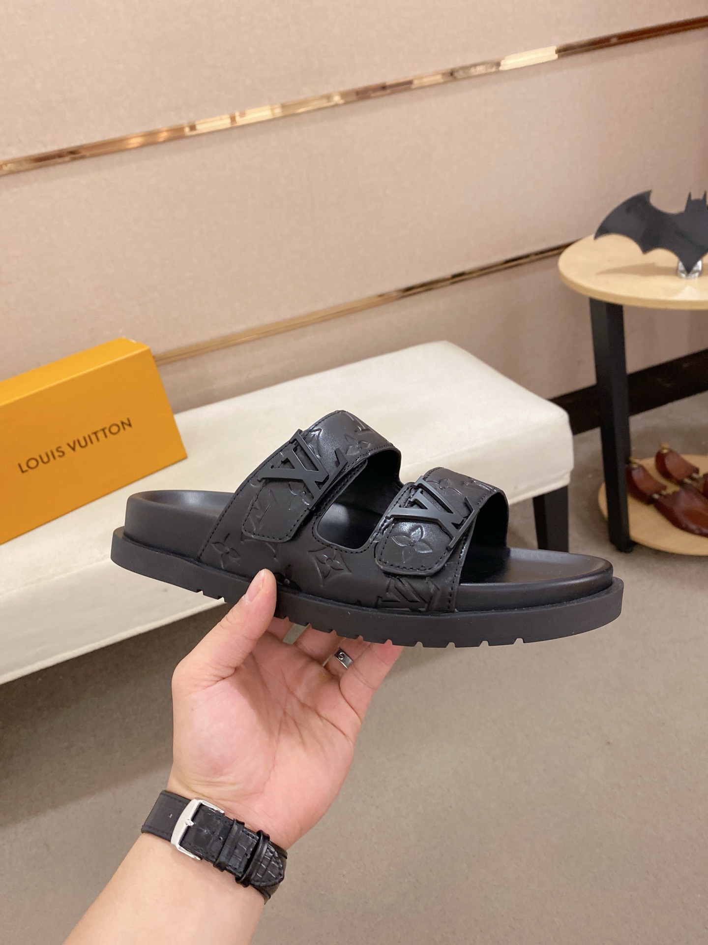 Louis Vuitton Men's Leather Monogram Sandals | Comfortable Summer Slides 5 i1745050820134 9160 0 3