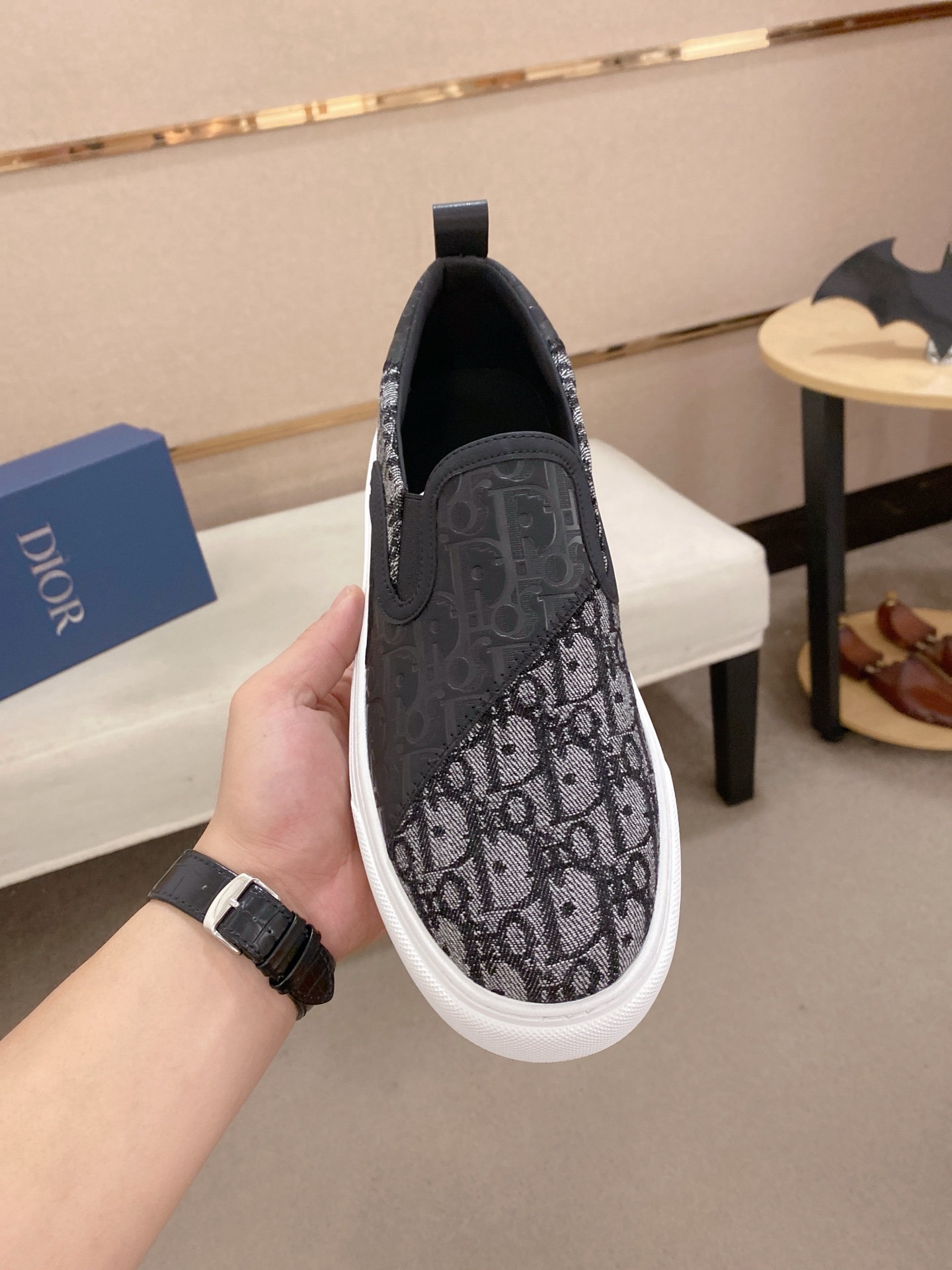 Dior Men's Slip-On Sneaker in Black Oblique Jacquard, Sizes 39-44 3 i1745220410567 8837 0 1