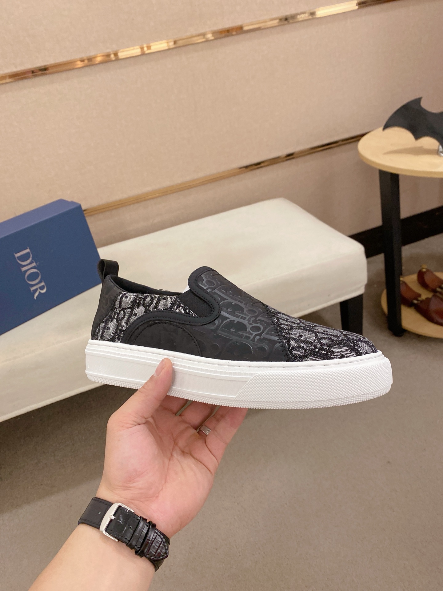Dior Men's Slip-On Sneaker in Black Oblique Jacquard, Sizes 39-44 5 i1745220410618 2871 0 3