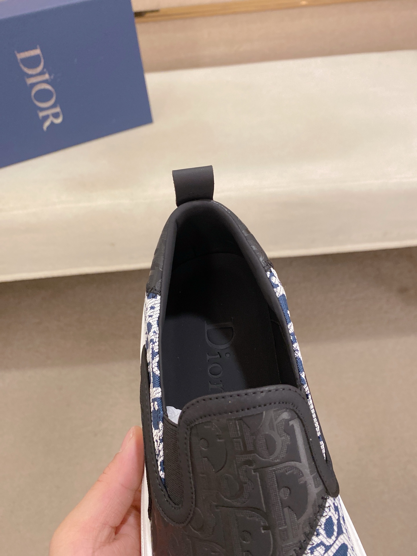 Dior Men's Slip-On Sneaker in Blue Dior Oblique Embroidery 7 i1745220539867 4486 0 5