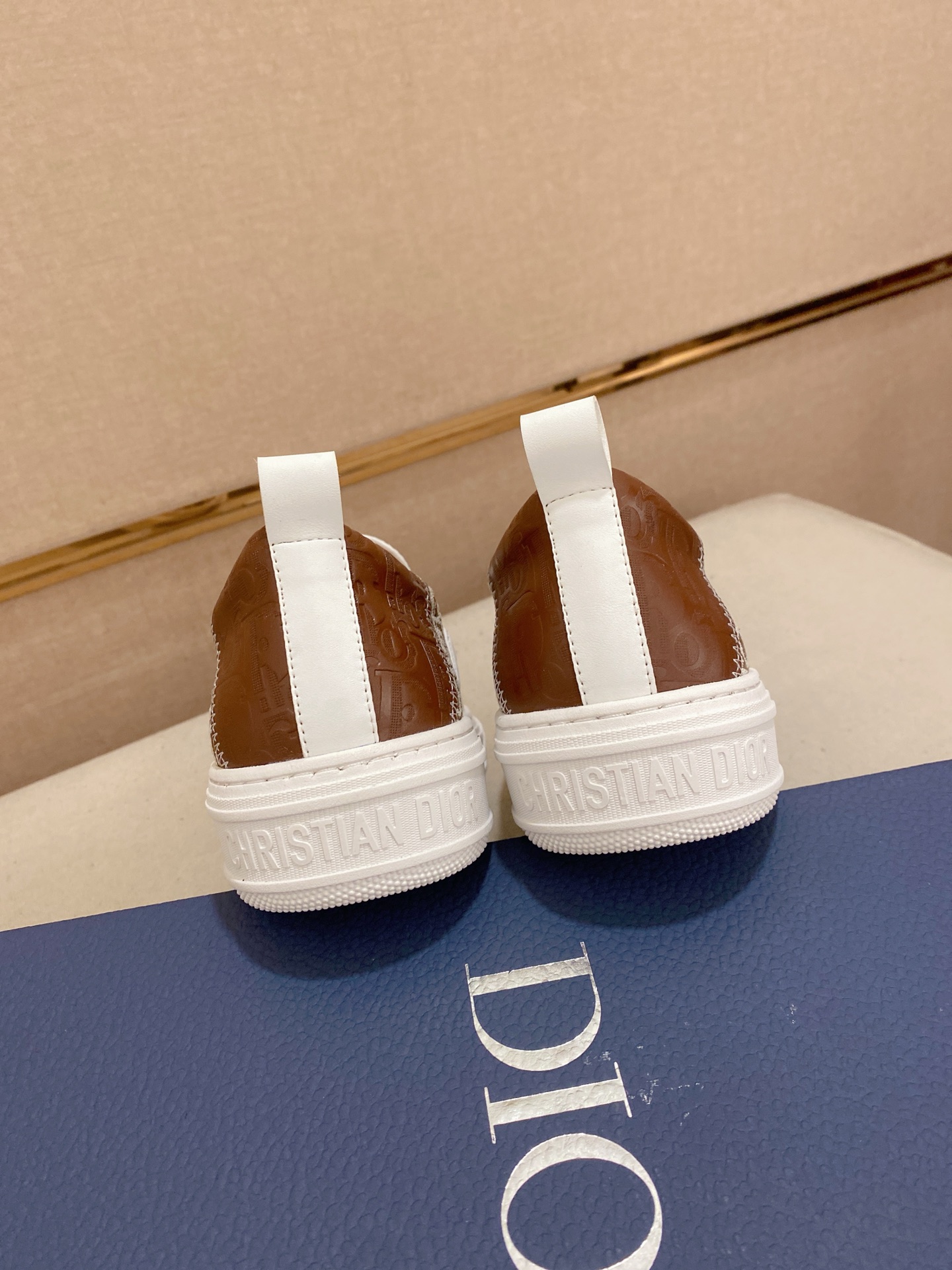Dior Men's Brown Leather Slip-On Sneakers with Embroidered Fabric Detail 9 i1745220559133 428 0 7