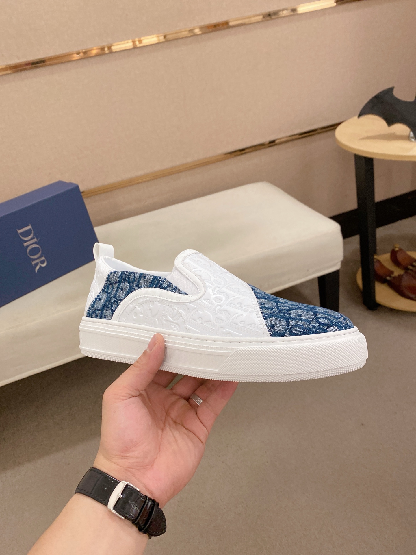 Dior Men's Slip-On Sneakers in Signature Oblique Canvas and Calfskin 5 i1745220581751 9777 0 3