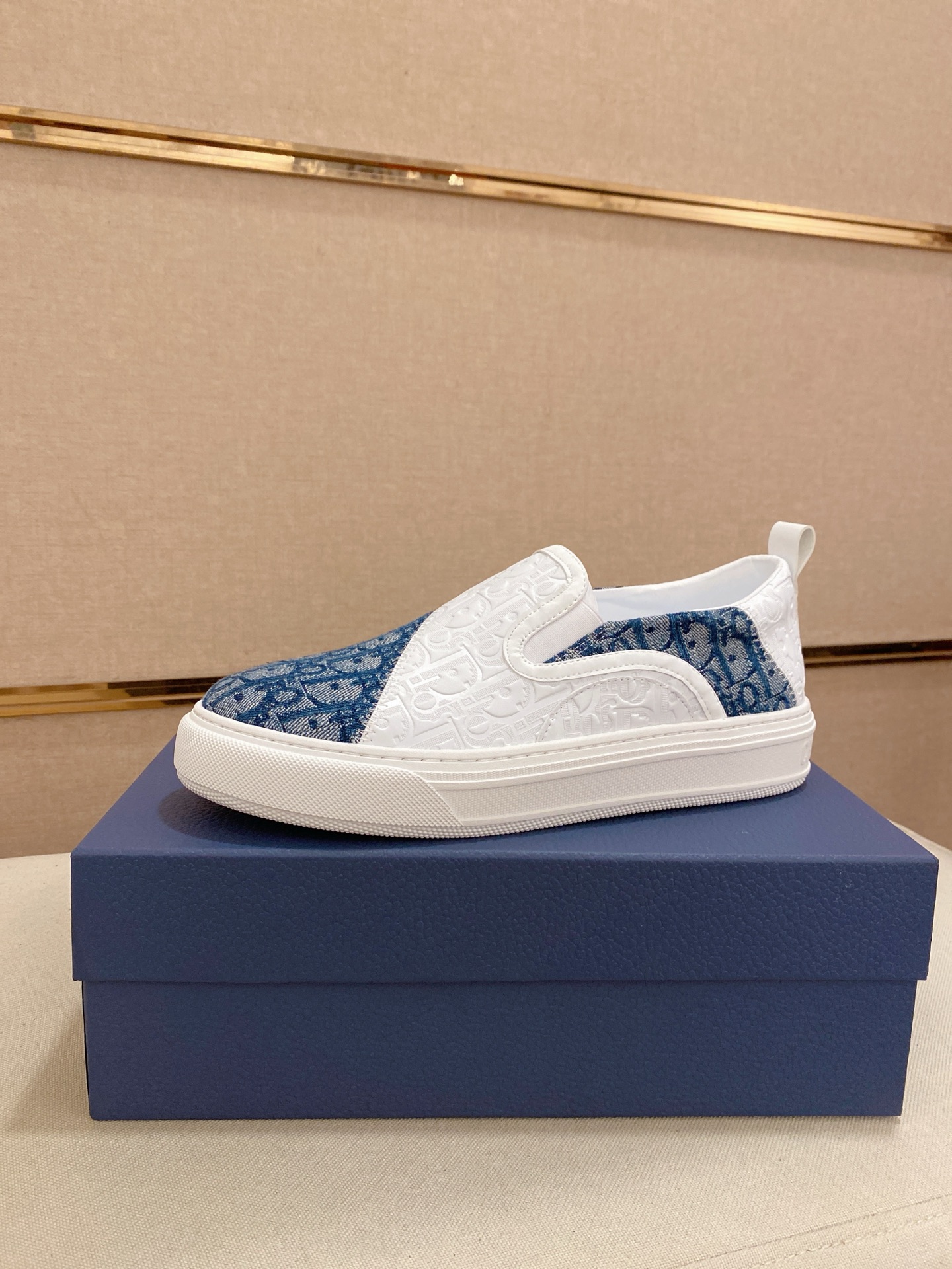 Dior Men's Slip-On Sneakers in Signature Oblique Canvas and Calfskin 1 Dior Men's Slip-On Sneakers in Signature Oblique Canvas and Calfskin