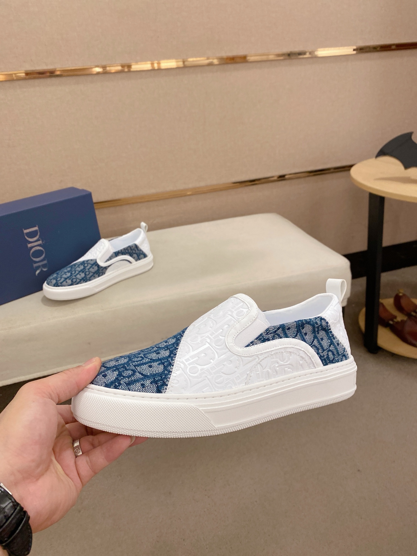 Dior Men's Slip-On Sneakers in Signature Oblique Canvas and Calfskin 4 i1745220582661 4631 0 2