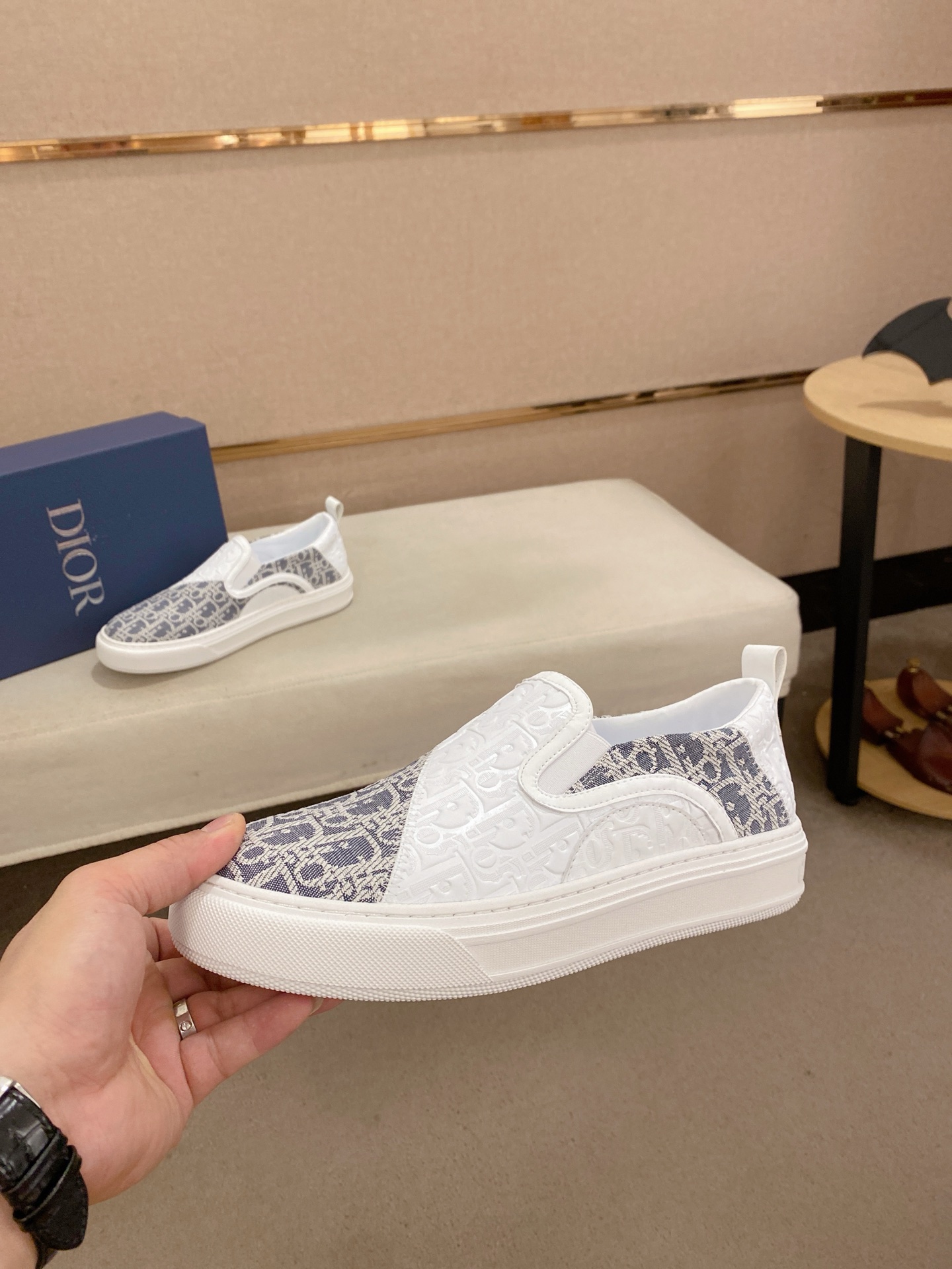 Dior Men's Slip-On Sneakers in Signature Oblique Canvas and Leather 4 i1745220602507 8779 0 2