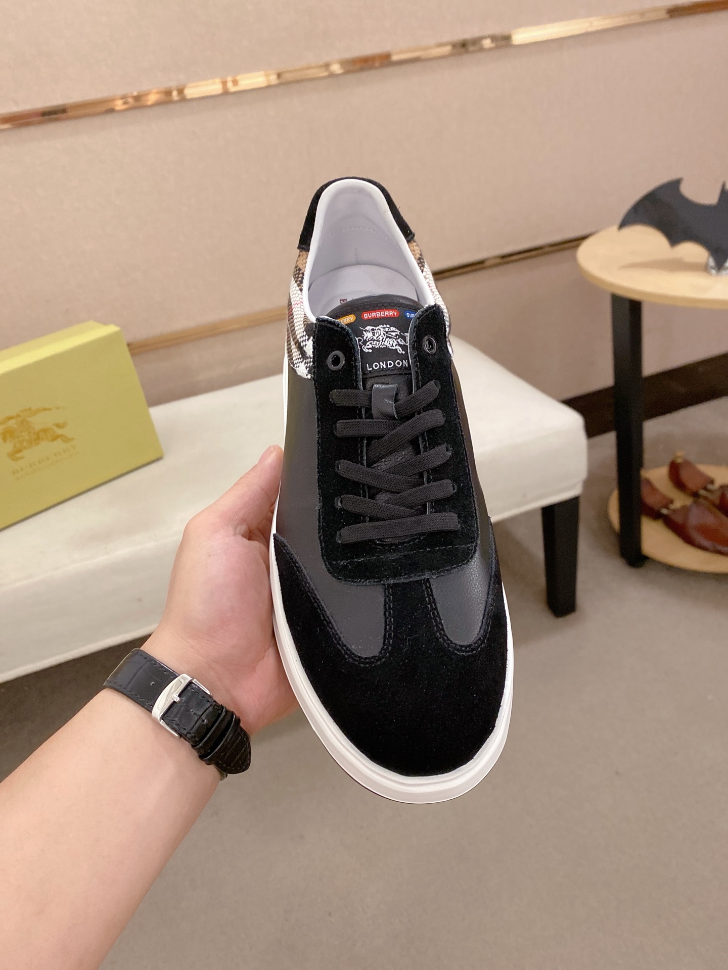 Burberry Men's Leather and Check Pattern Sneakers - Italian Craftsmanship 3 i1745302150861 9290 0 1