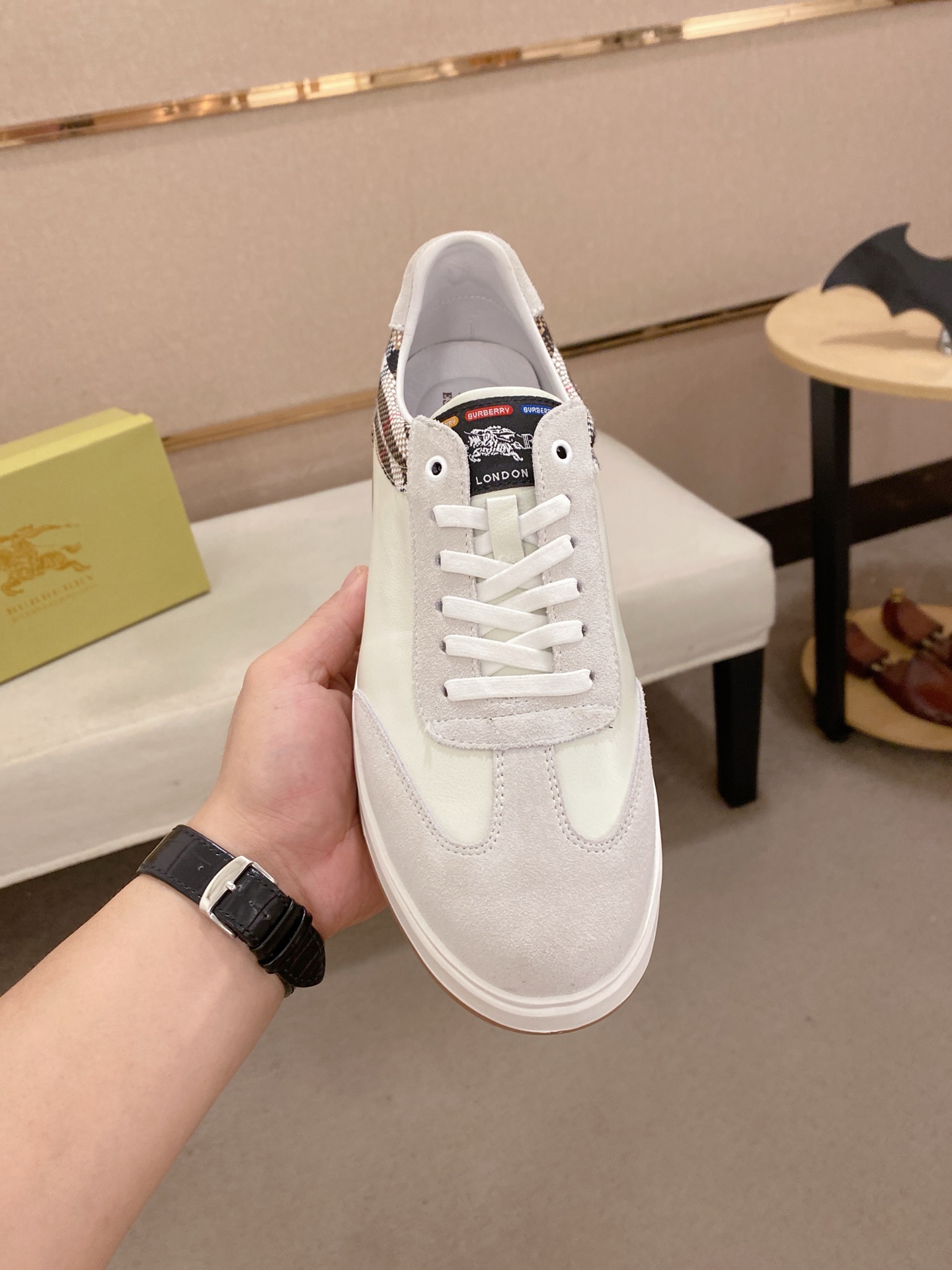 Burberry Men's Leather & Check Trim Sneakers, Sizes 38-44, Authentic Quality 3 i1745302176089 4473 0 1