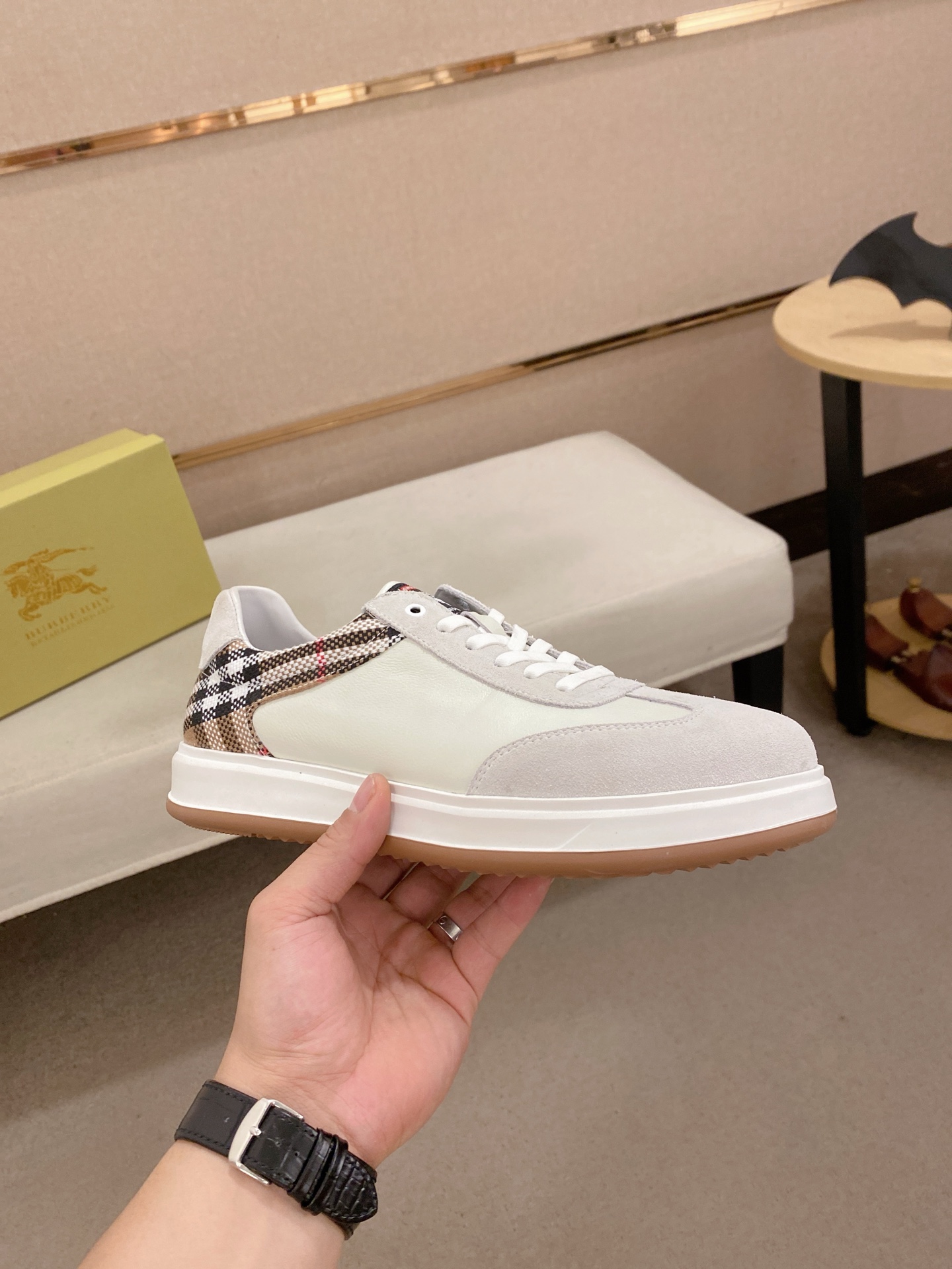 Burberry Men's Leather & Check Trim Sneakers, Sizes 38-44, Authentic Quality 5 i1745302176135 6310 0 3