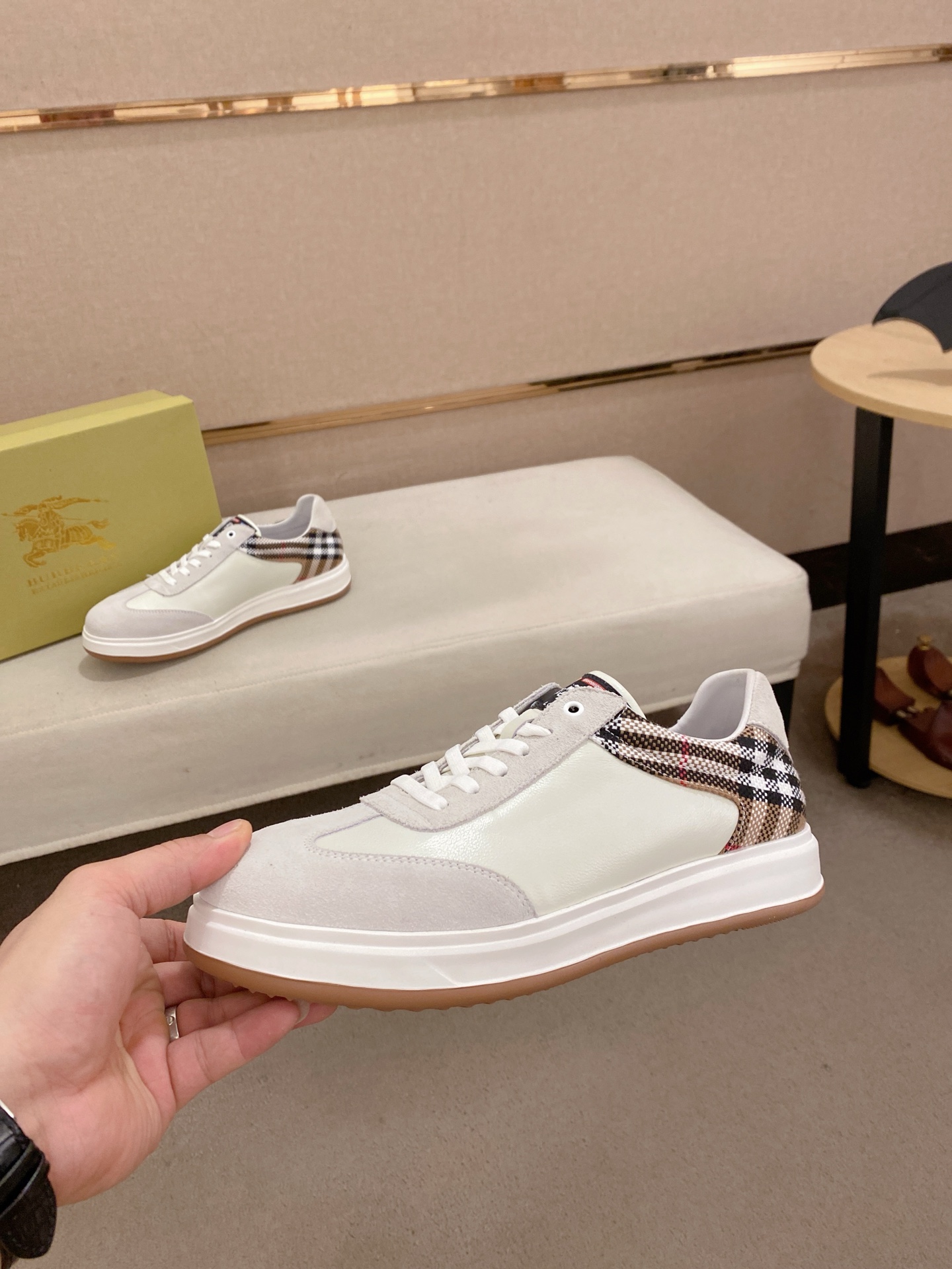 Burberry Men's Leather & Check Trim Sneakers, Sizes 38-44, Authentic Quality 4 i1745302177009 9084 0 2