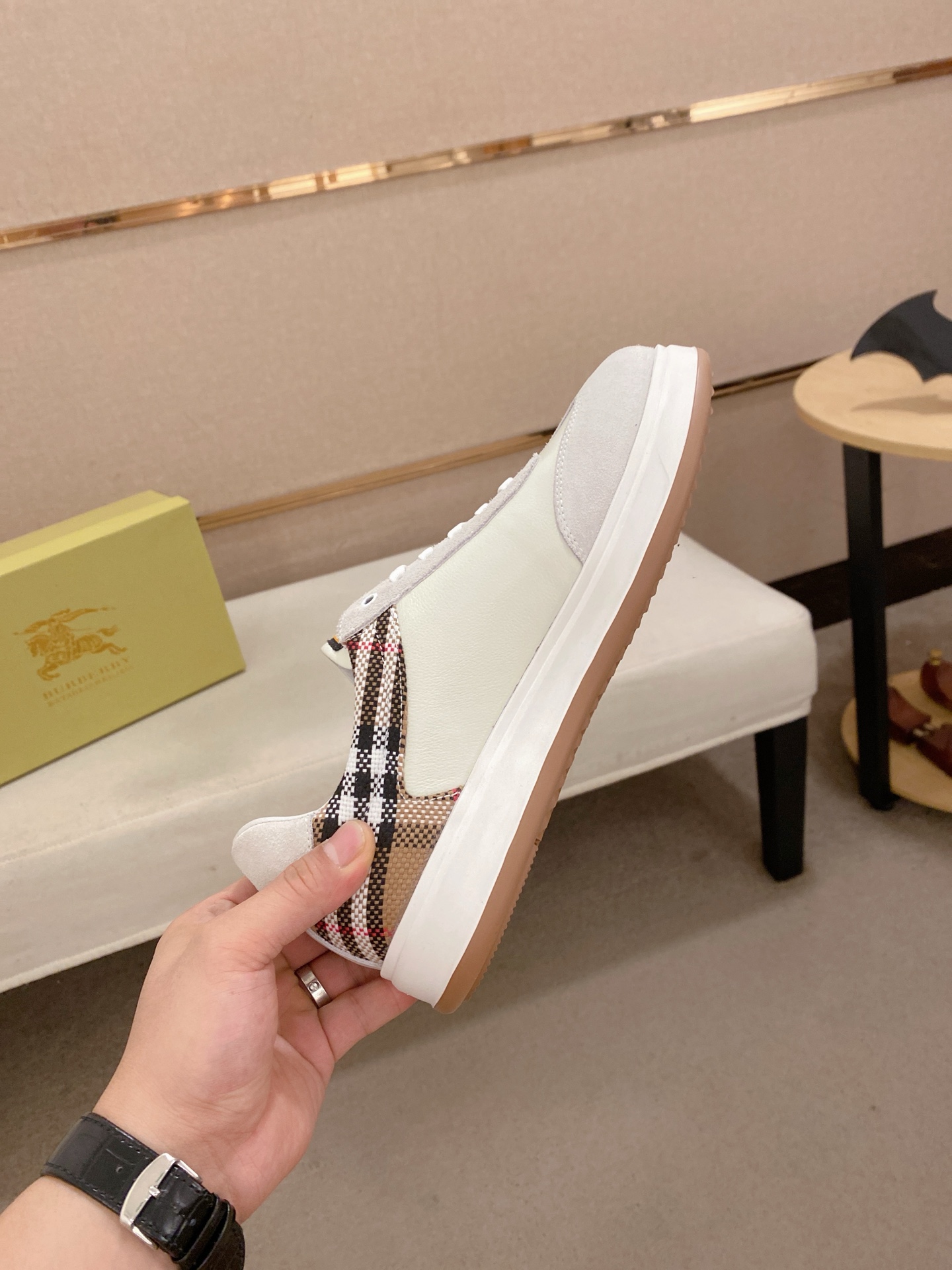 Burberry Men's Leather & Check Trim Sneakers, Sizes 38-44, Authentic Quality 6 i1745302177010 8365 0 4