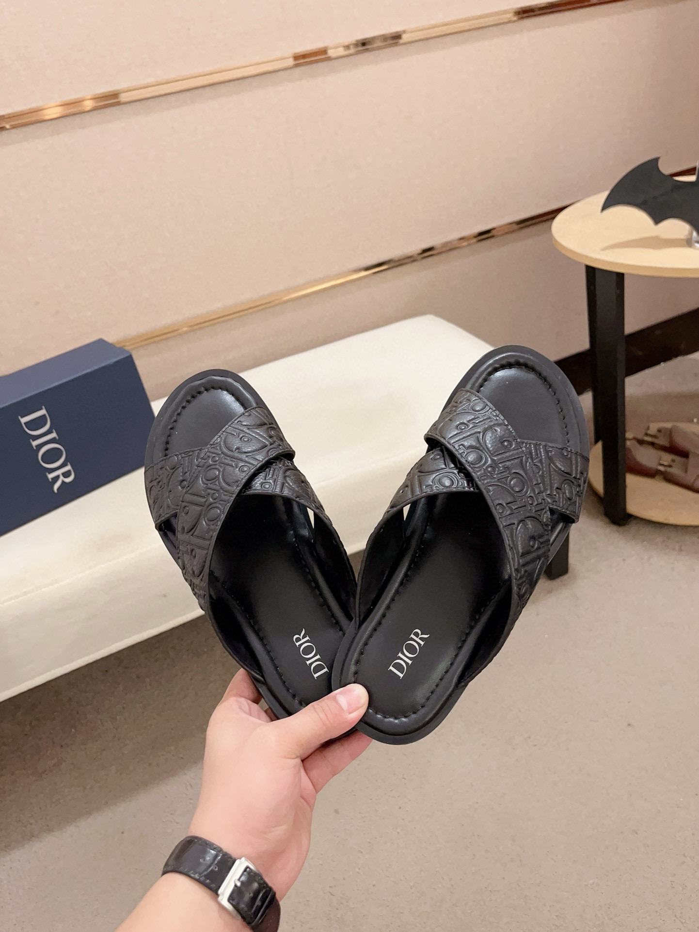 Dior Men's D-Way Sandal in Black Dior Oblique Embossed Leather, Size 38-45 6 i1745303076173 7536 0 4