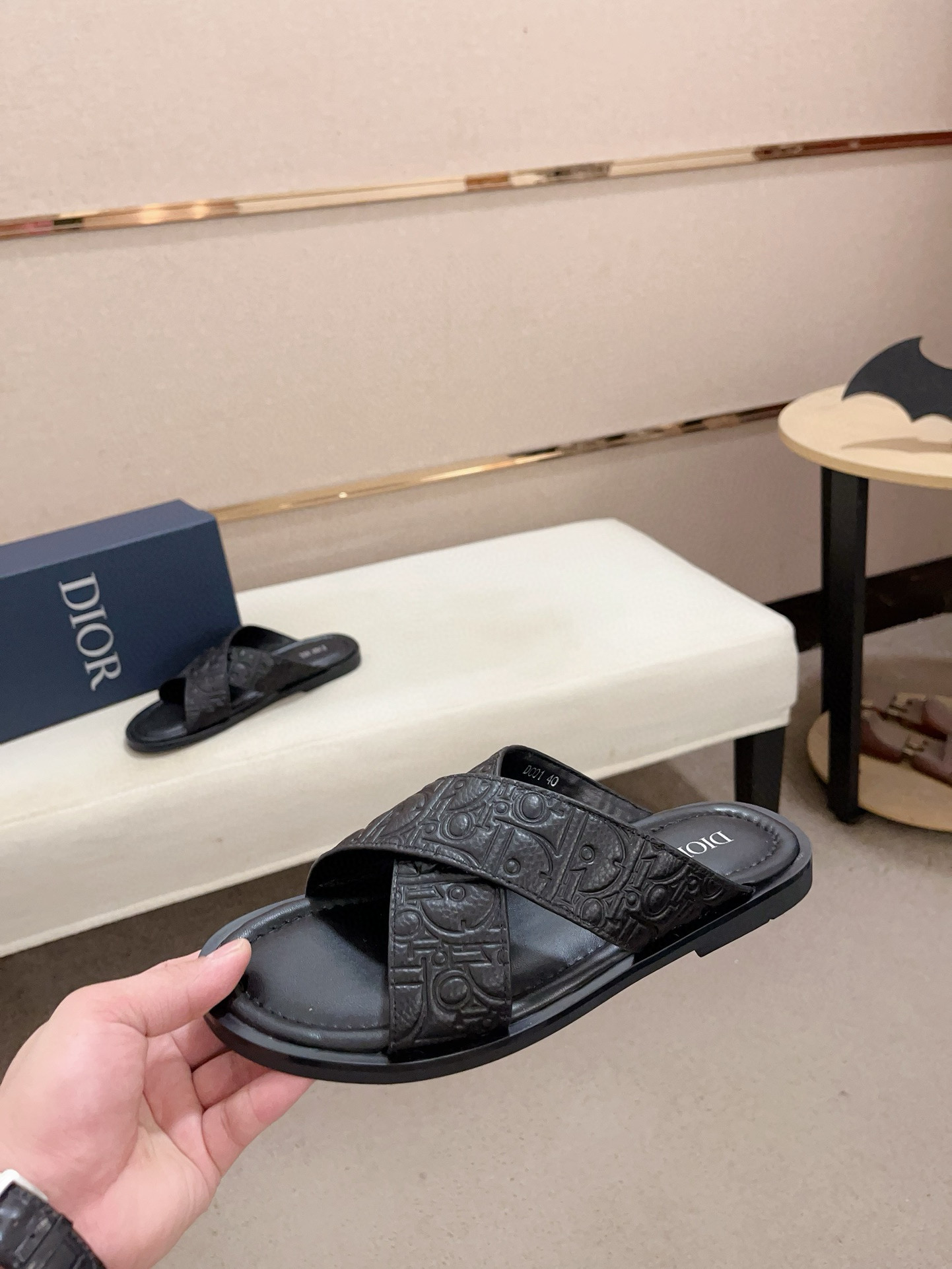 Dior Men's D-Way Sandal in Black Dior Oblique Embossed Leather, Size 38-45 4 i1745303076173 8480 0 2