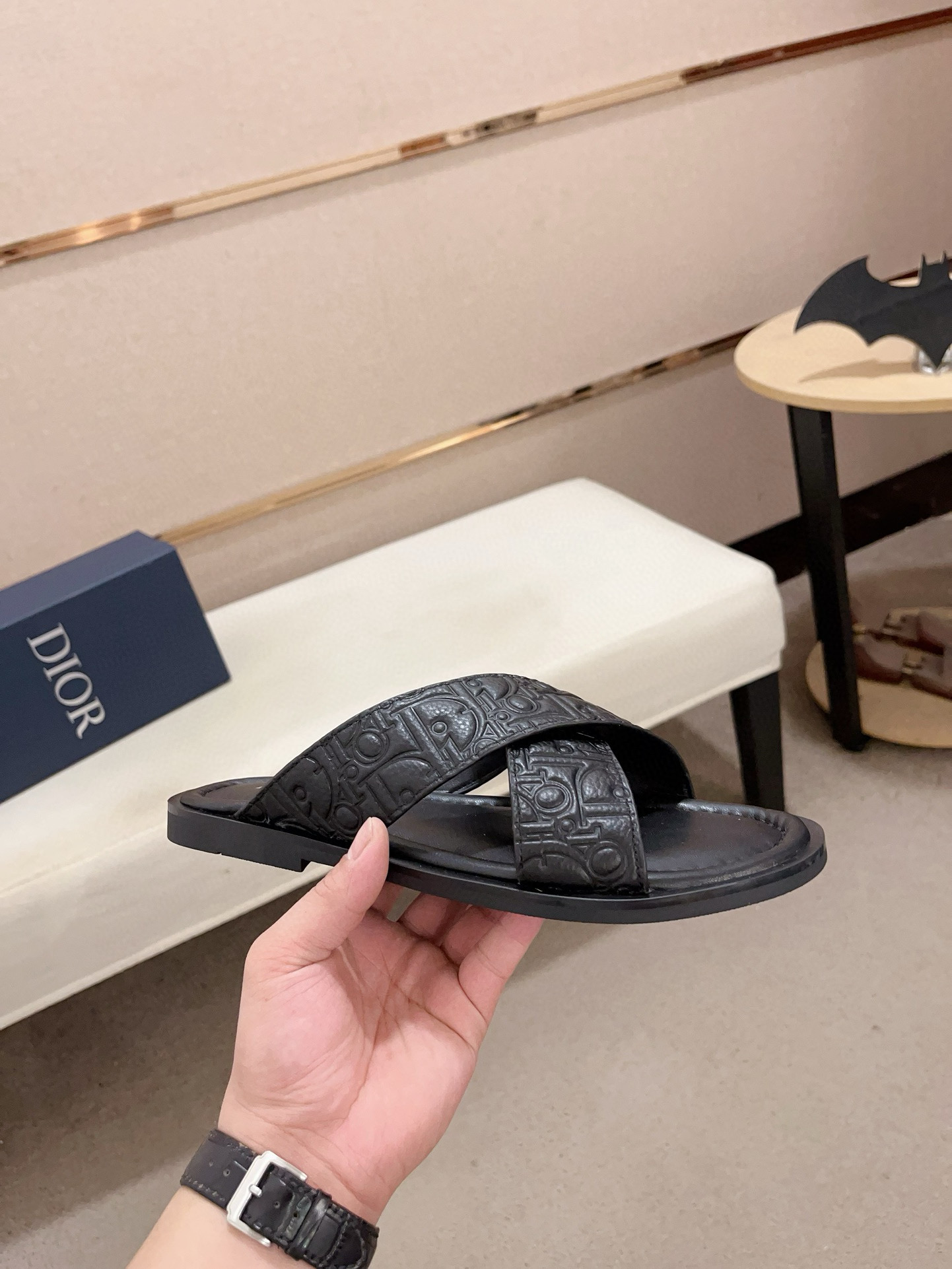 Dior Men's D-Way Sandal in Black Dior Oblique Embossed Leather, Size 38-45 5 i1745303076937 7177 0 3