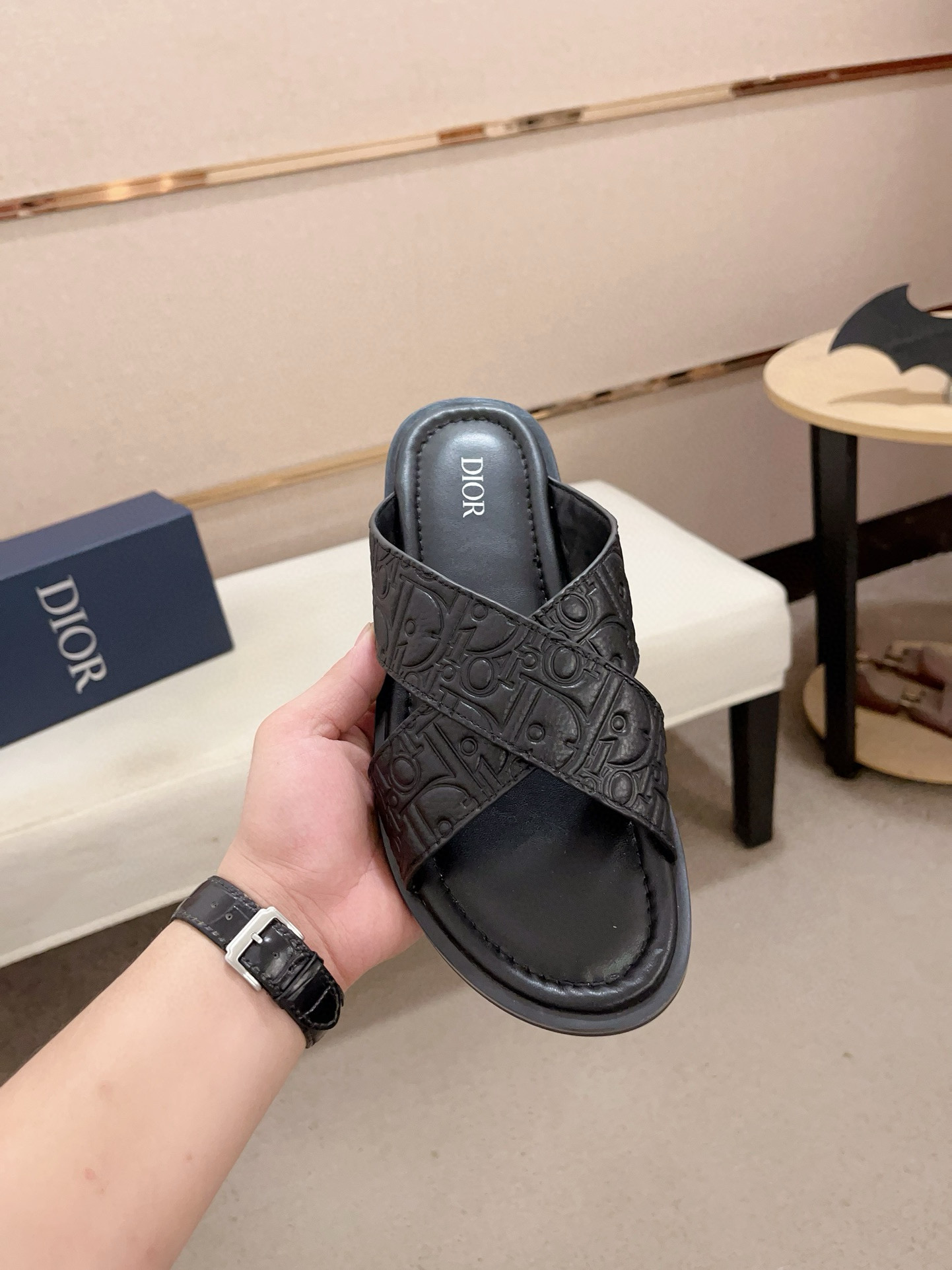 Dior Men's D-Way Sandal in Black Dior Oblique Embossed Leather, Size 38-45 3 i1745303076940 5243 0 1