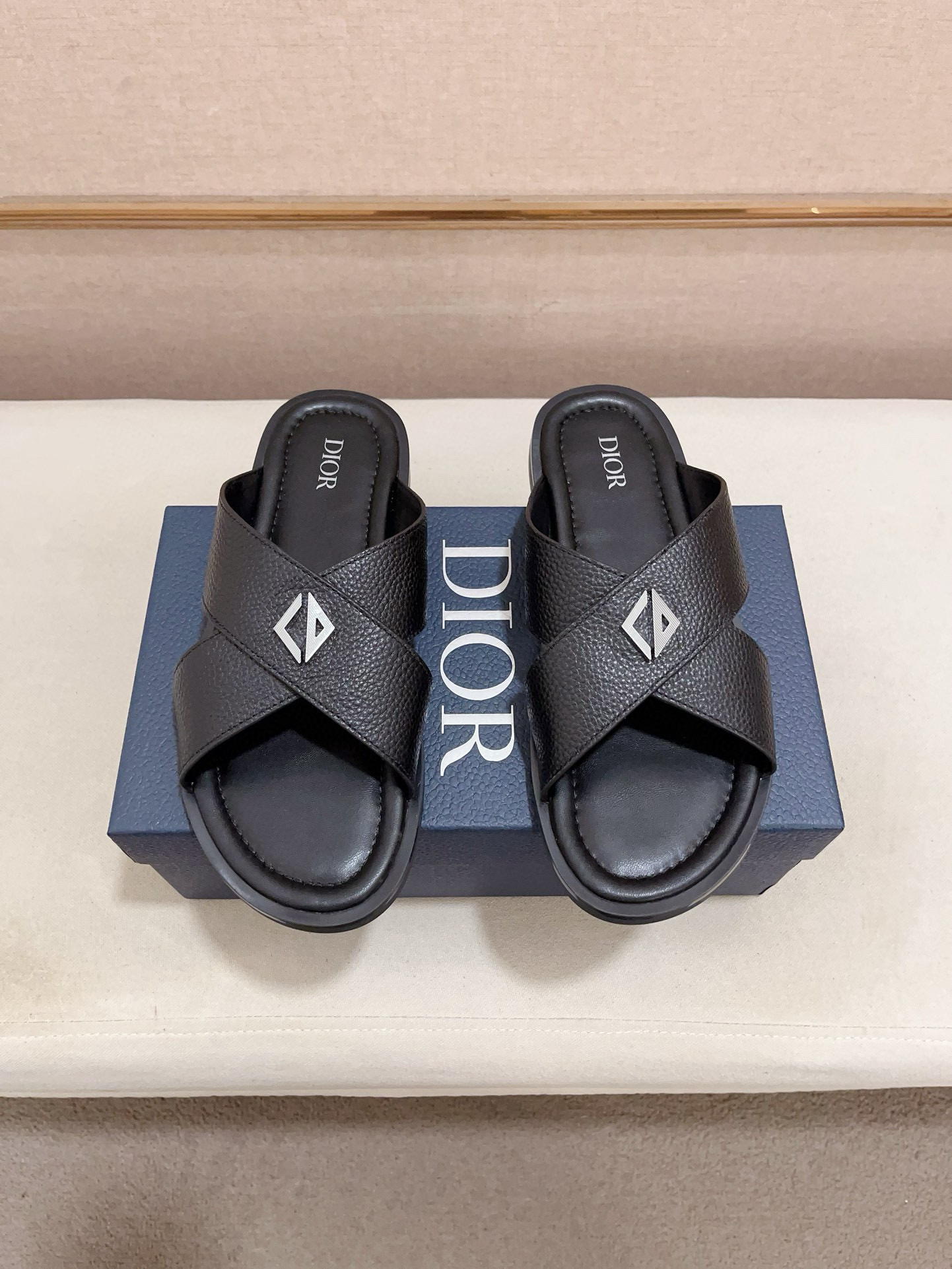 Dior Men's Leather Crisscross Sandals Slides, Italian Lambskin Lining 8 i1745303096126 3241 0 6