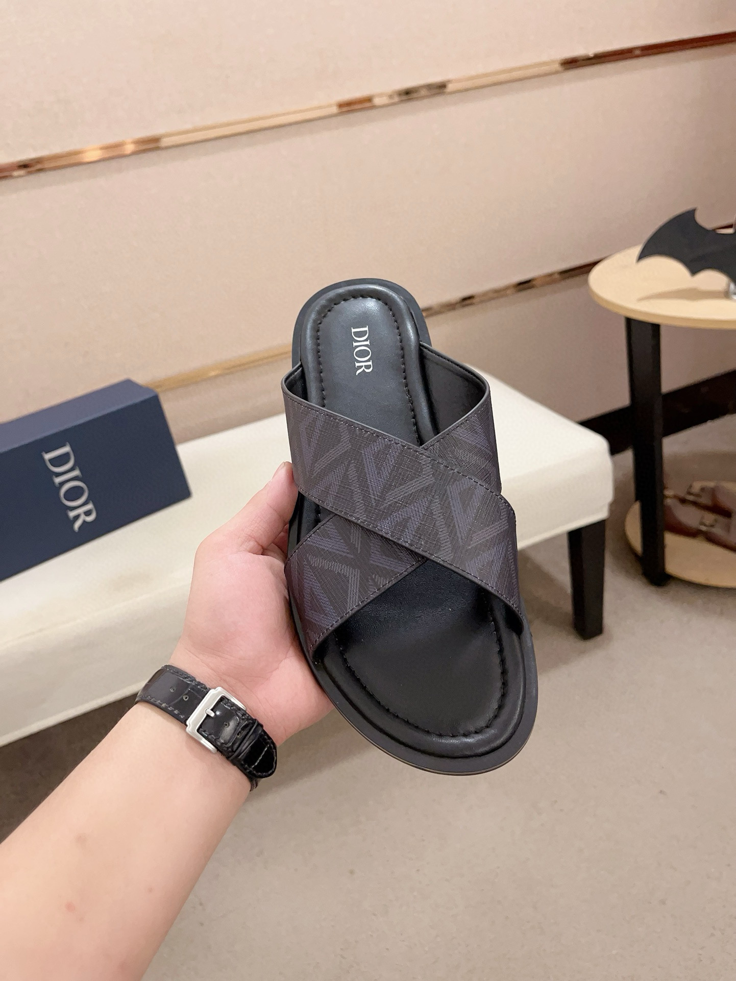 DIOR Men's Sandals Cross Design Imported Leather, Comfortable & Stylish 3 i1745303152001 2078 0 1