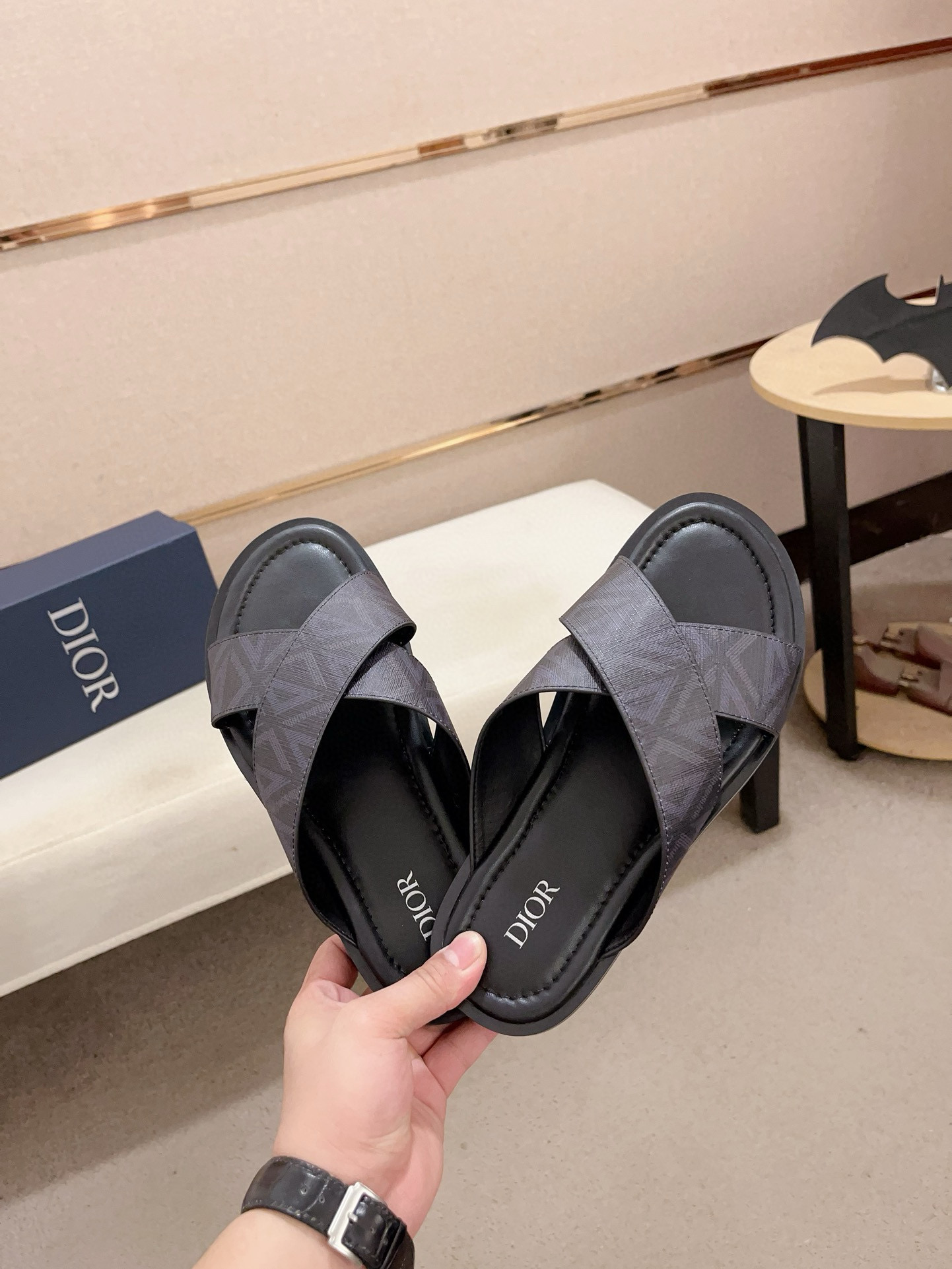 DIOR Men's Sandals Cross Design Imported Leather, Comfortable & Stylish 6 i1745303152346 4321 0 4
