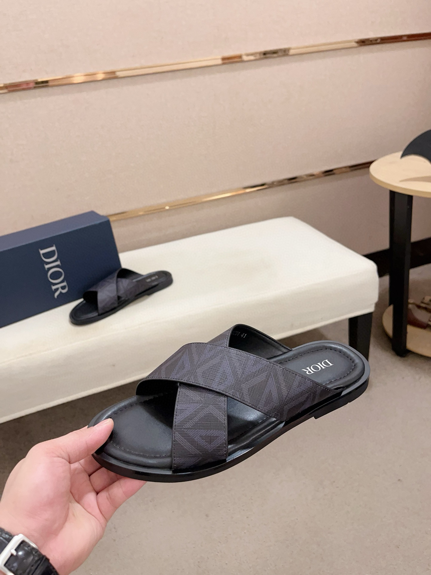 DIOR Men's Sandals Cross Design Imported Leather, Comfortable & Stylish 4 i1745303152350 1440 0 2