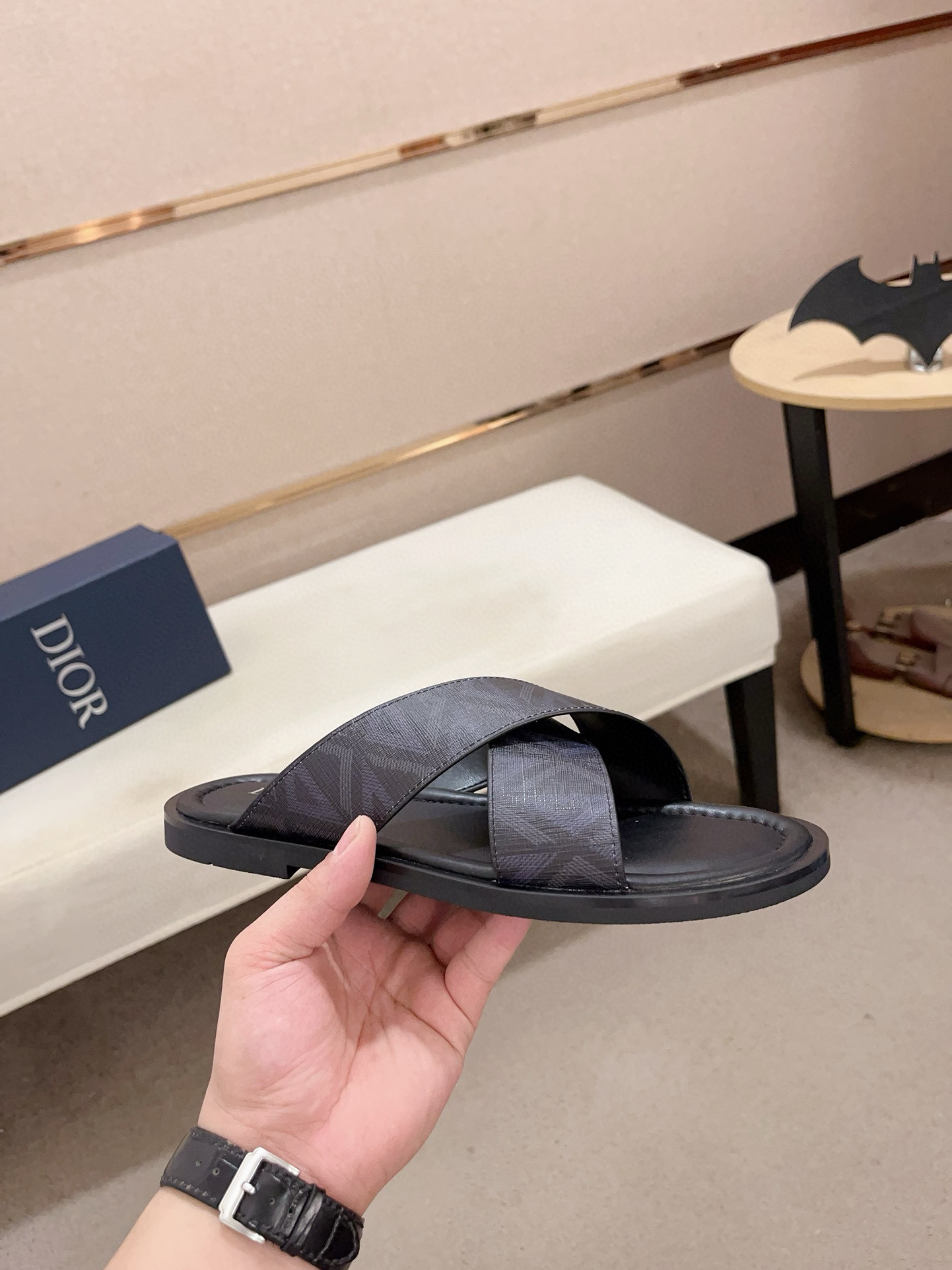 DIOR Men's Sandals Cross Design Imported Leather, Comfortable & Stylish 5 i1745303152351 9007 0 3