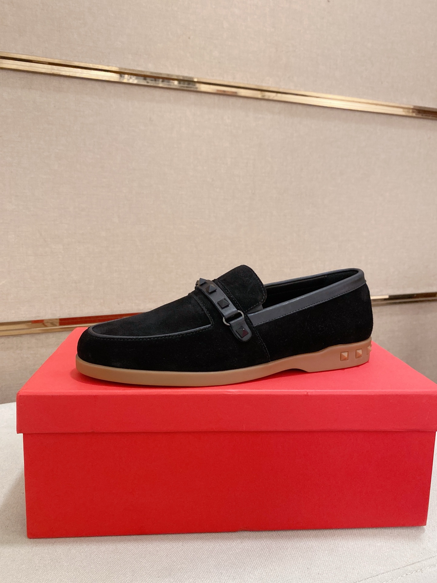 Valentino Men's Black Suede Loafers with Rockstud Detail, Size 38-44 1 Valentino Men's Black Suede Loafers with Rockstud Detail, Size 38-44