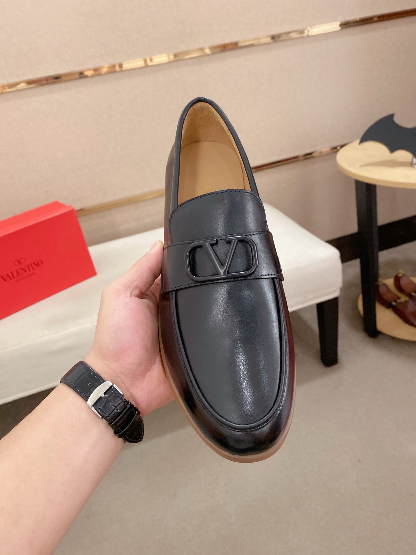 VALENTINO Men's Black Leather Loafers Slip-on Dress Shoes, Sizes 38-44 3 i1745738341407 6432 0 1