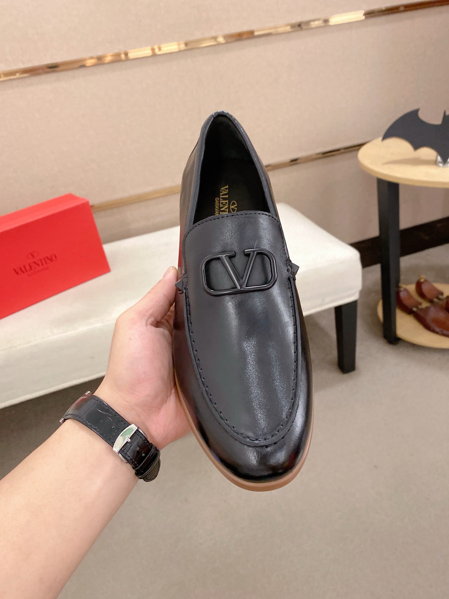 Valentino Men's Black Leather Loafers with Logo | Sizes 38-44 3 i1745738579332 172 0 1