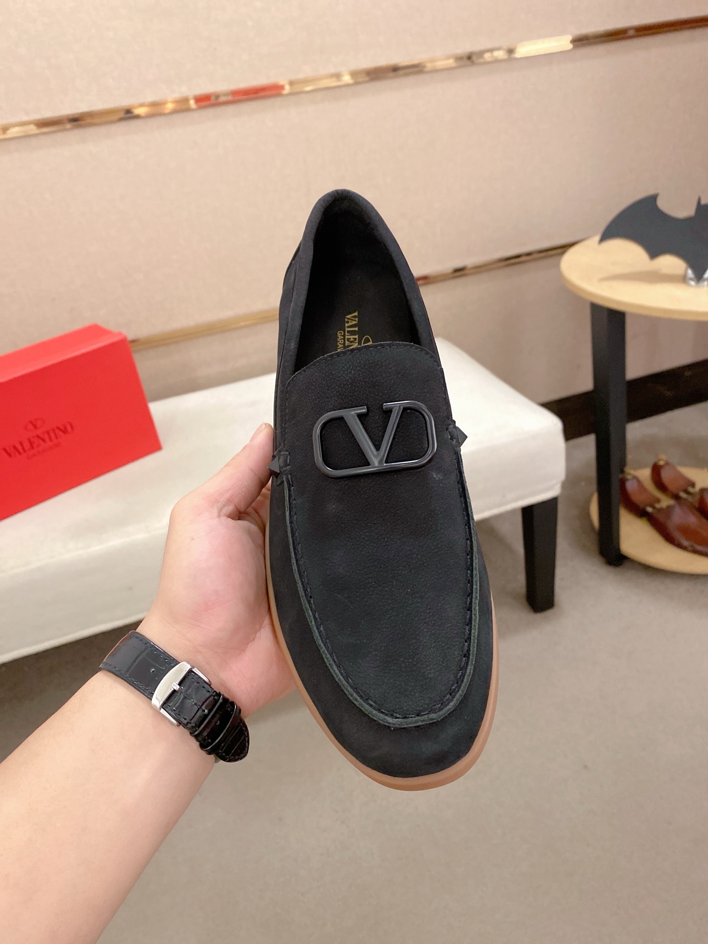 Valentino Men's Black Leather Loafers with Logo Detail, Sizes 38-44 3 i1745738633951 2227 0 1
