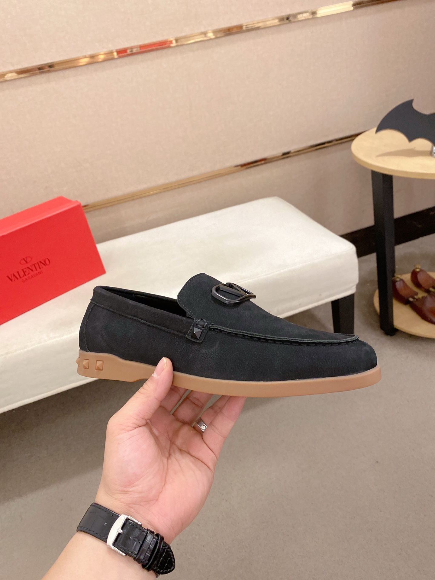 Valentino Men's Black Leather Loafers with Logo Detail, Sizes 38-44 5 i1745738633955 8197 0 3