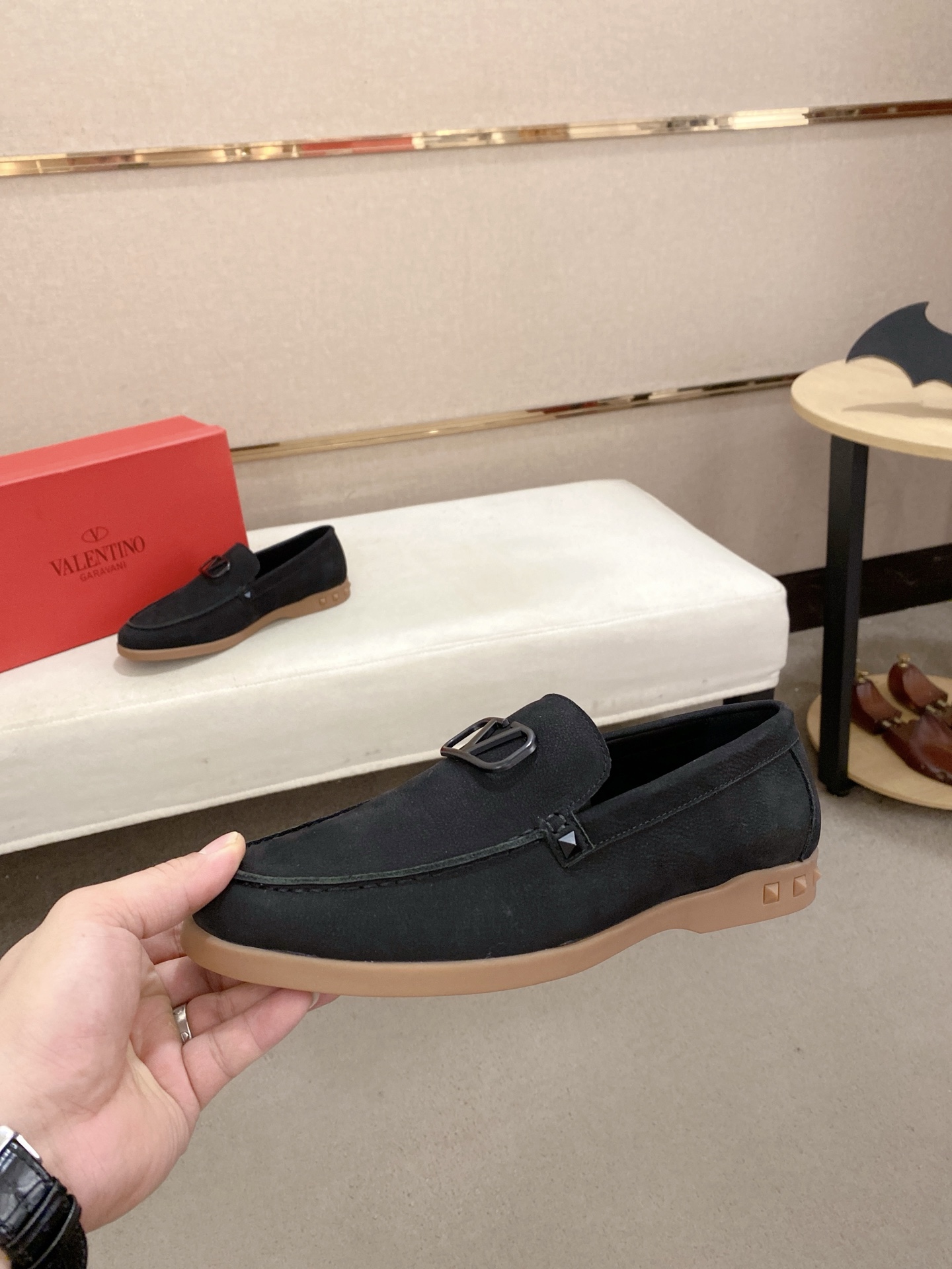 Valentino Men's Black Leather Loafers with Logo Detail, Sizes 38-44 4 i1745738635366 7097 0 2