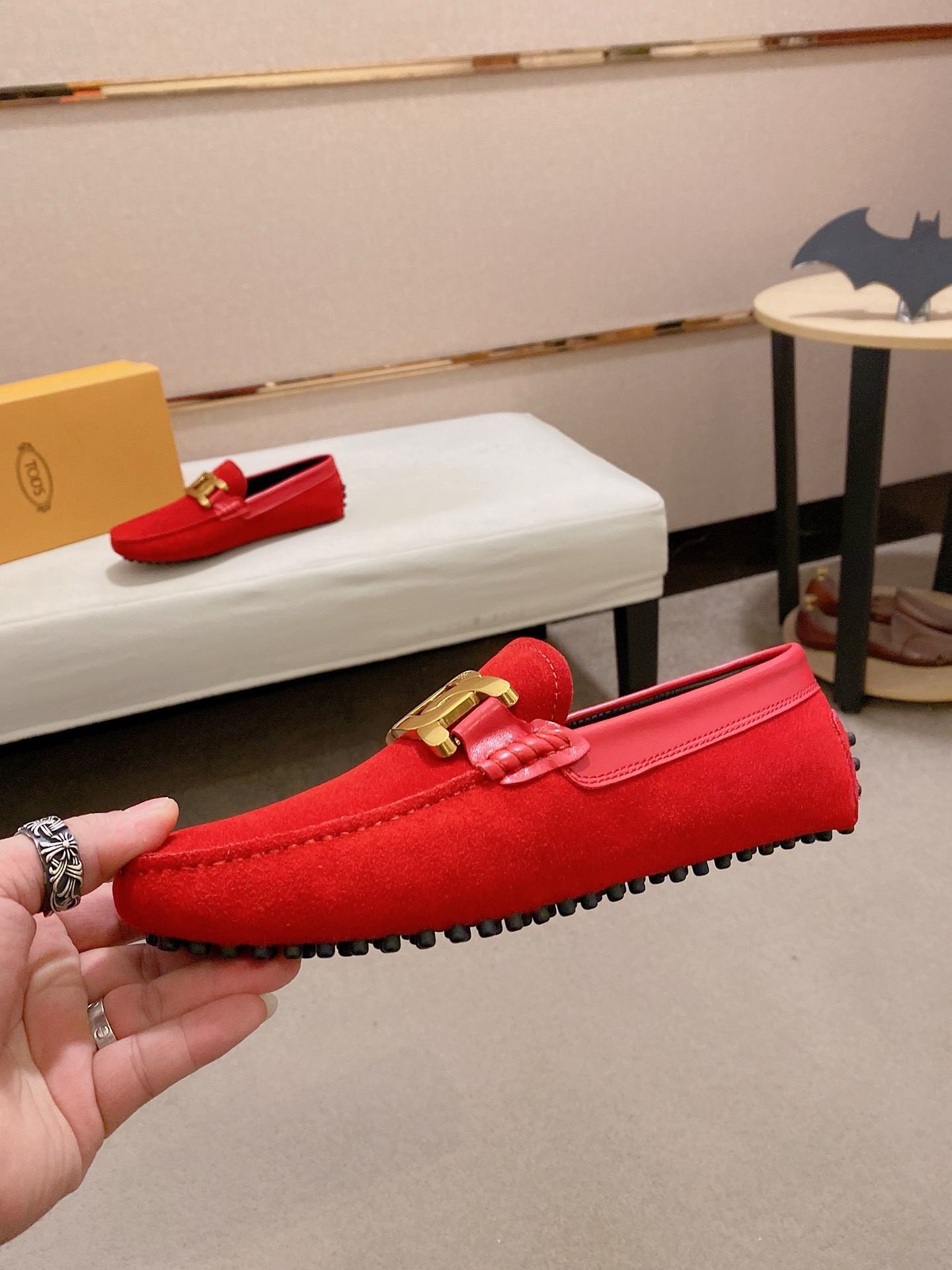 TOD'S Men's Red Suede Driving Shoes with Leather Lining - Sizes 38-44 4 i1746438255764 2093 0 2