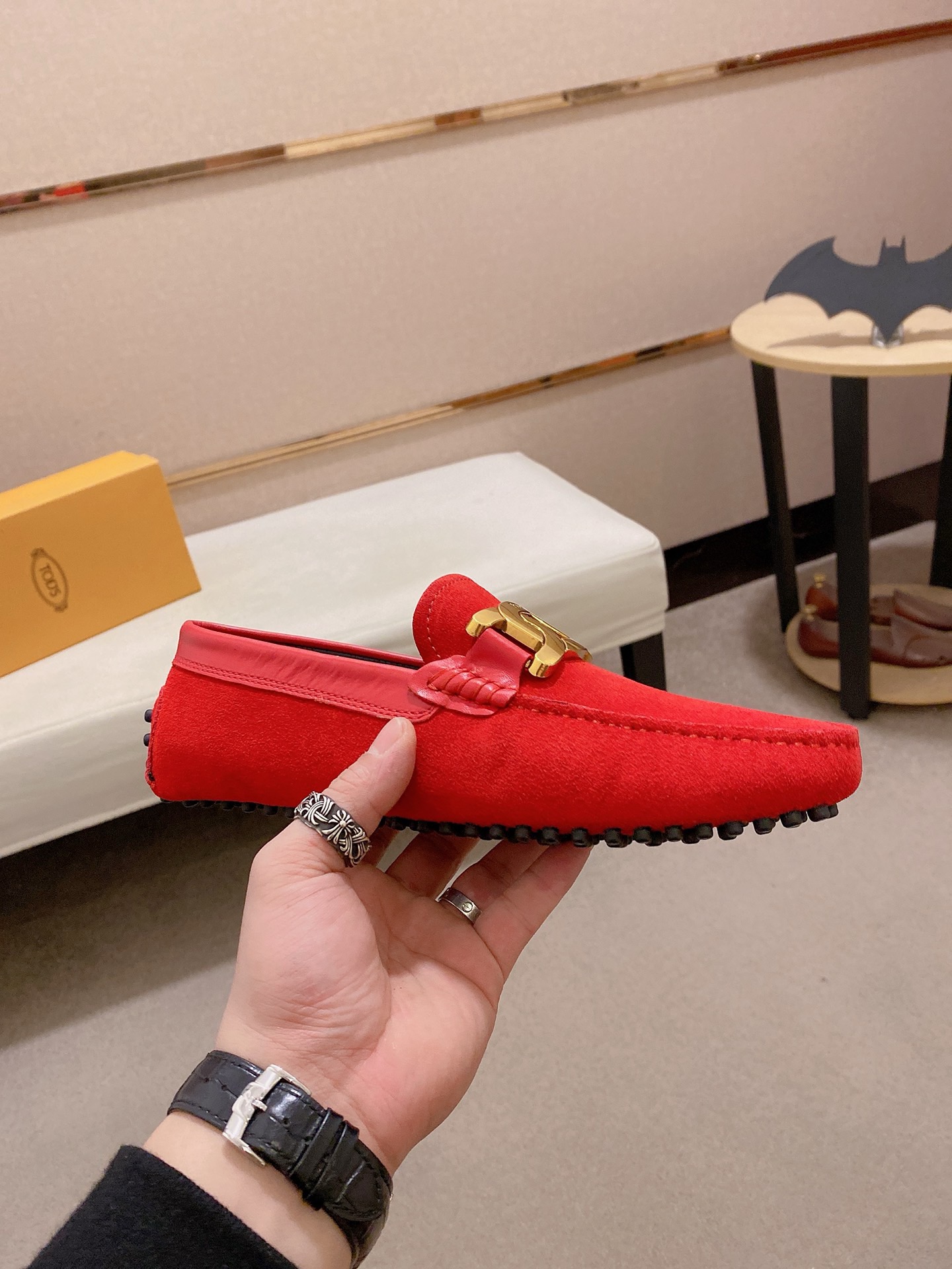 TOD'S Men's Red Suede Driving Shoes with Leather Lining - Sizes 38-44 5 i1746438255765 4880 0 3